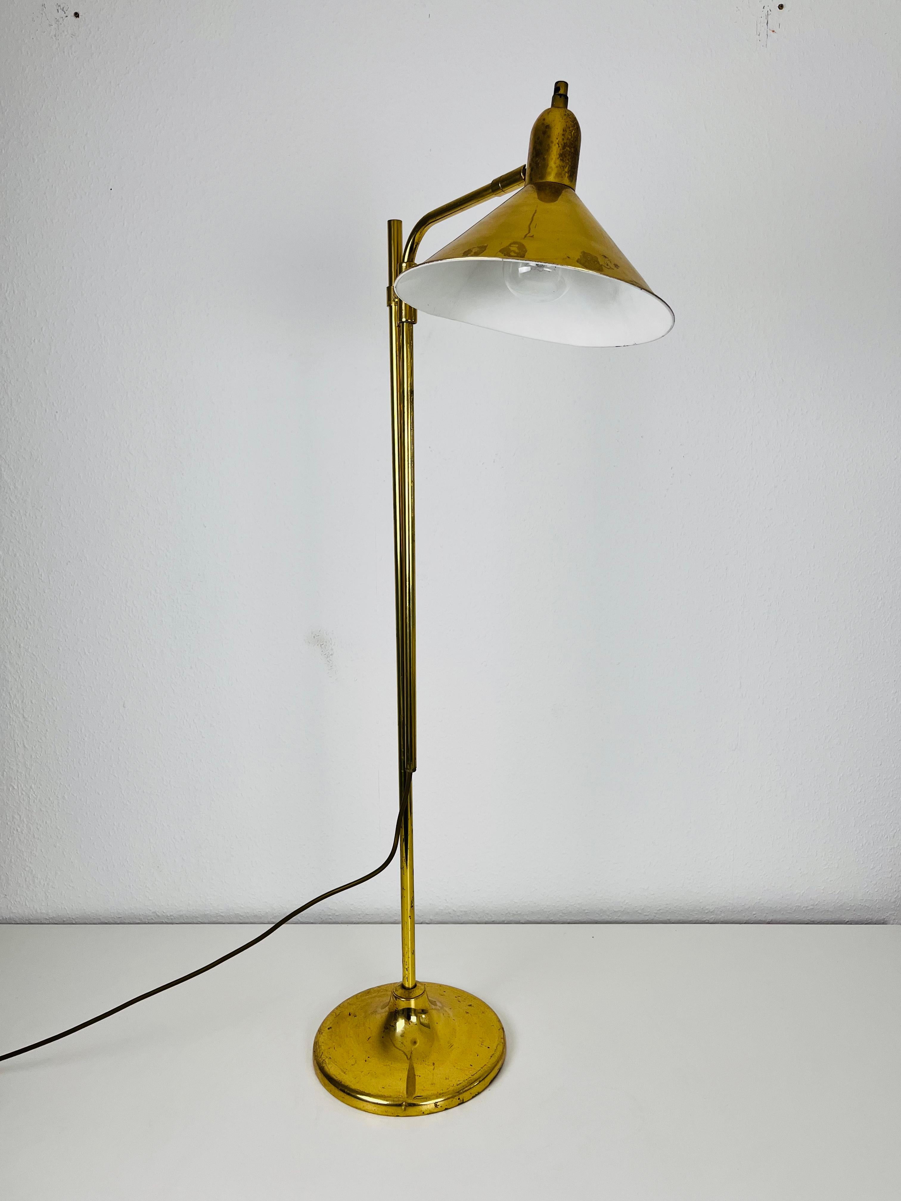 Mid-Century Modern Brass Adjustable Floor Lamp, 1970s, Germany For Sale
