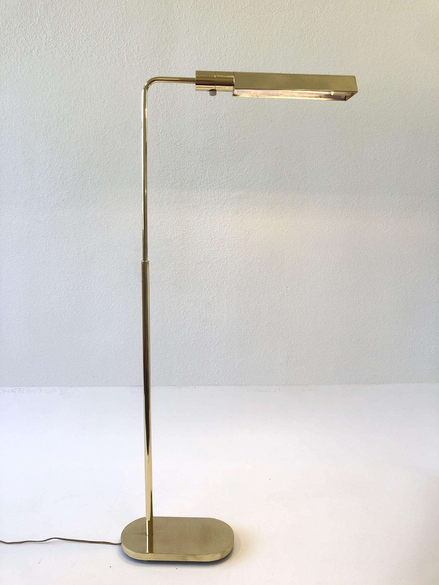 Polished Brass Adjustable Floor Lamp by Casella For Sale