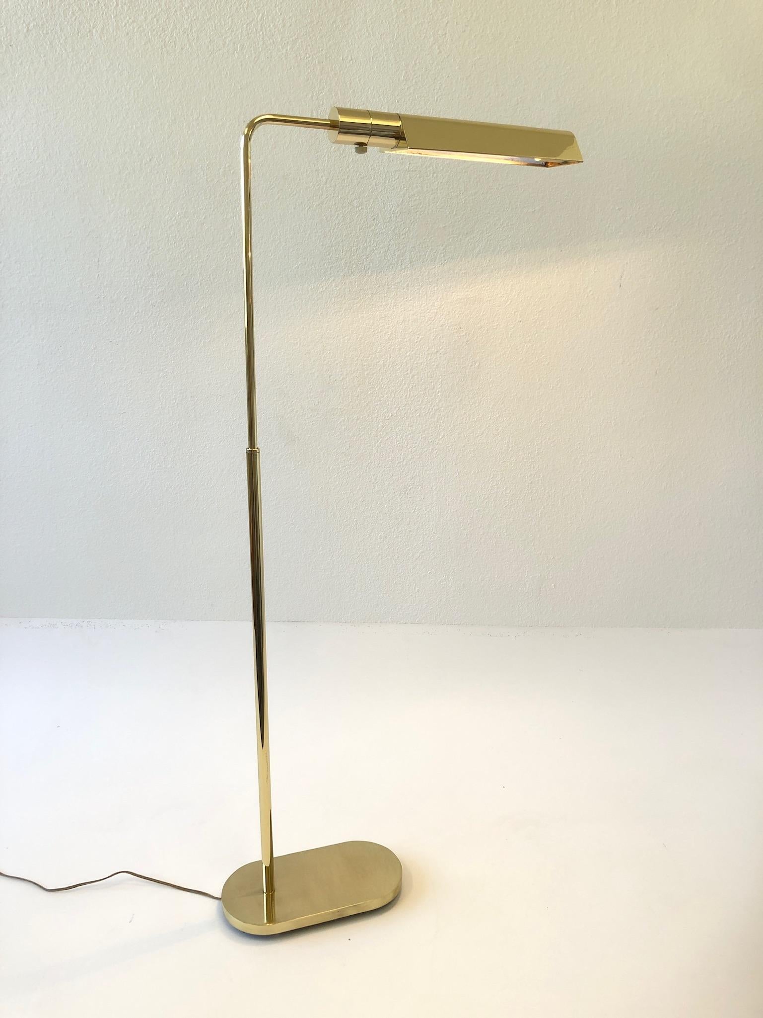 Brass Adjustable Floor Lamp by Casella In Excellent Condition For Sale In Palm Springs, CA