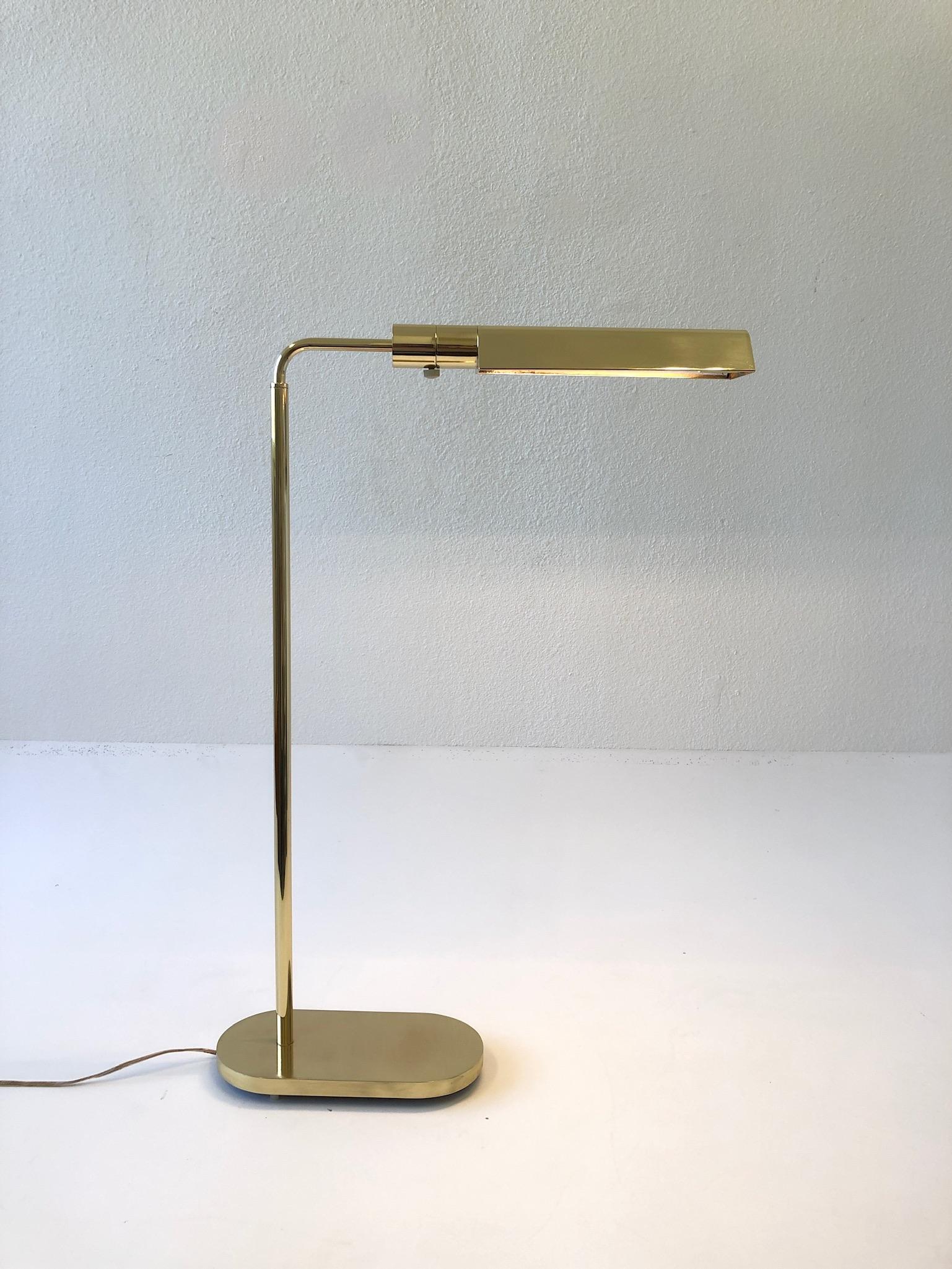 Late 20th Century Brass Adjustable Floor Lamp by Casella For Sale