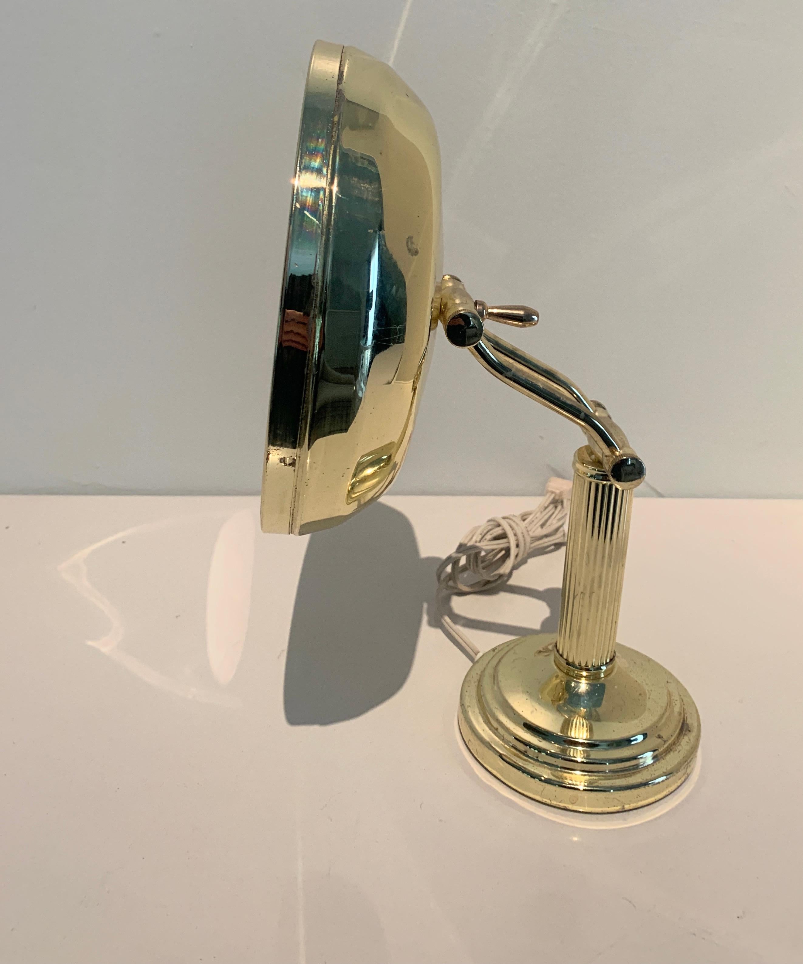 Brass Adjustable Magnified Lighted Vanity Table Mirror For Sale 1