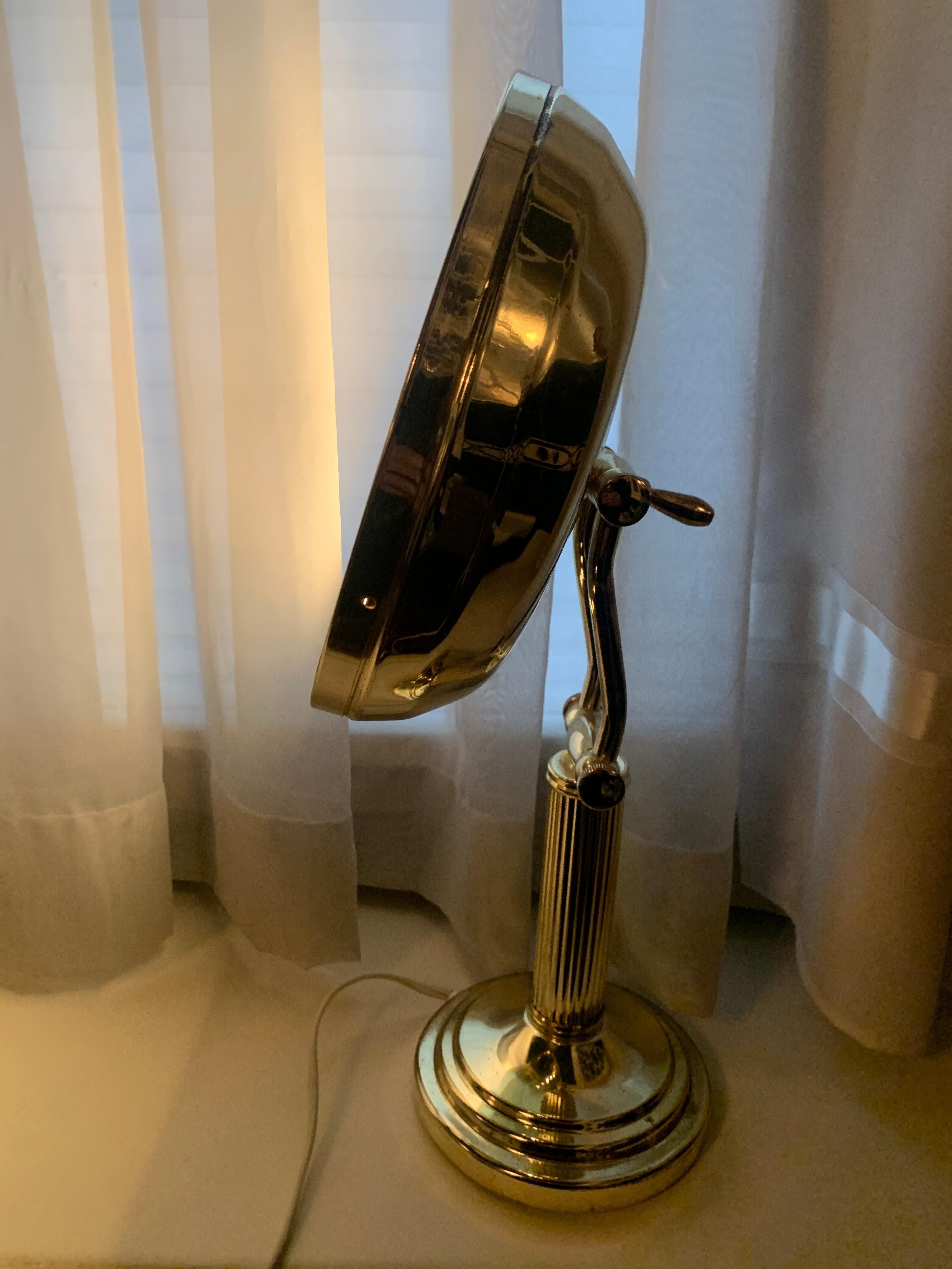 Brass Adjustable Magnified Lighted Vanity Table Mirror For Sale 2