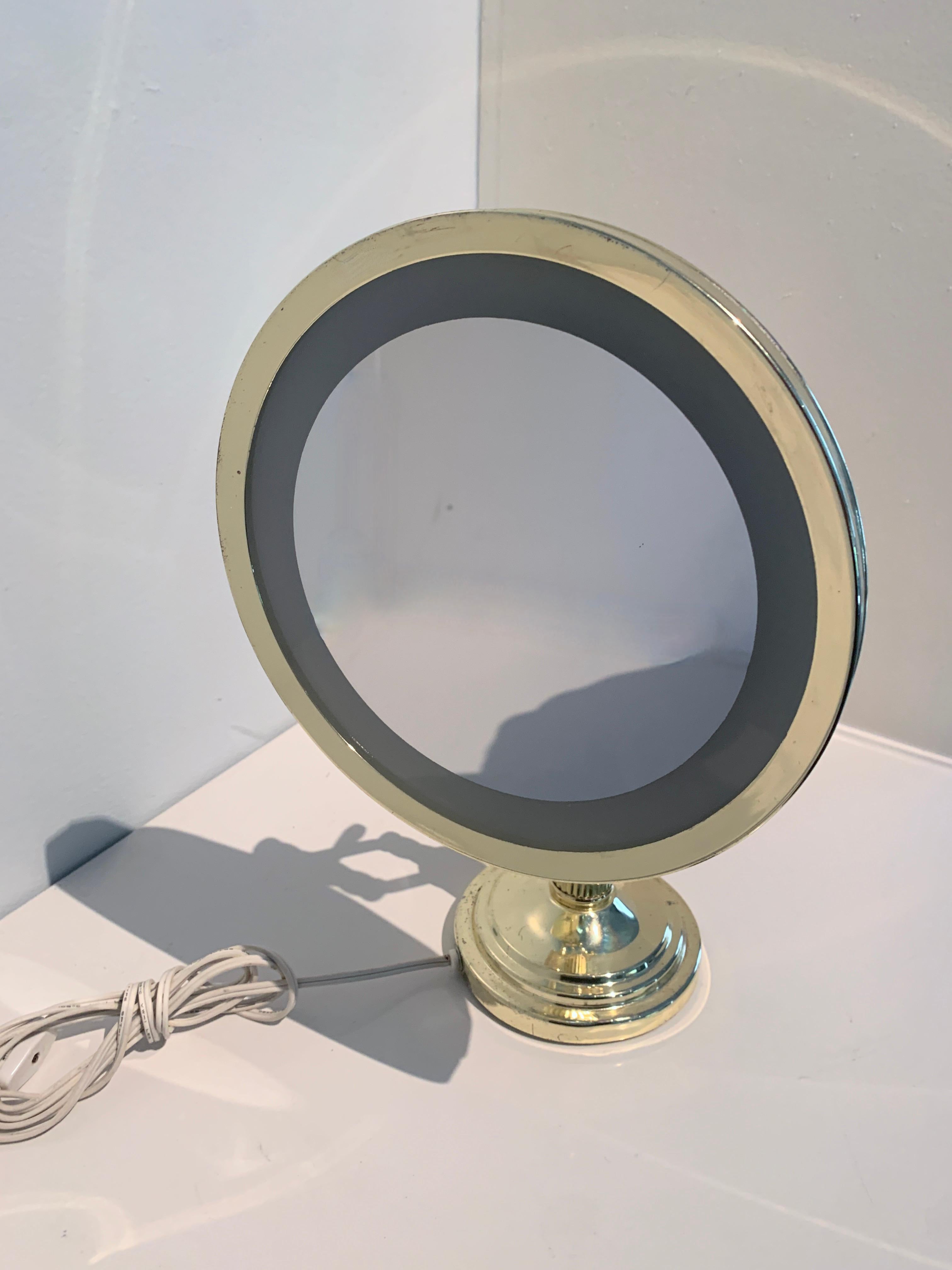 brass vanity mirror with lights