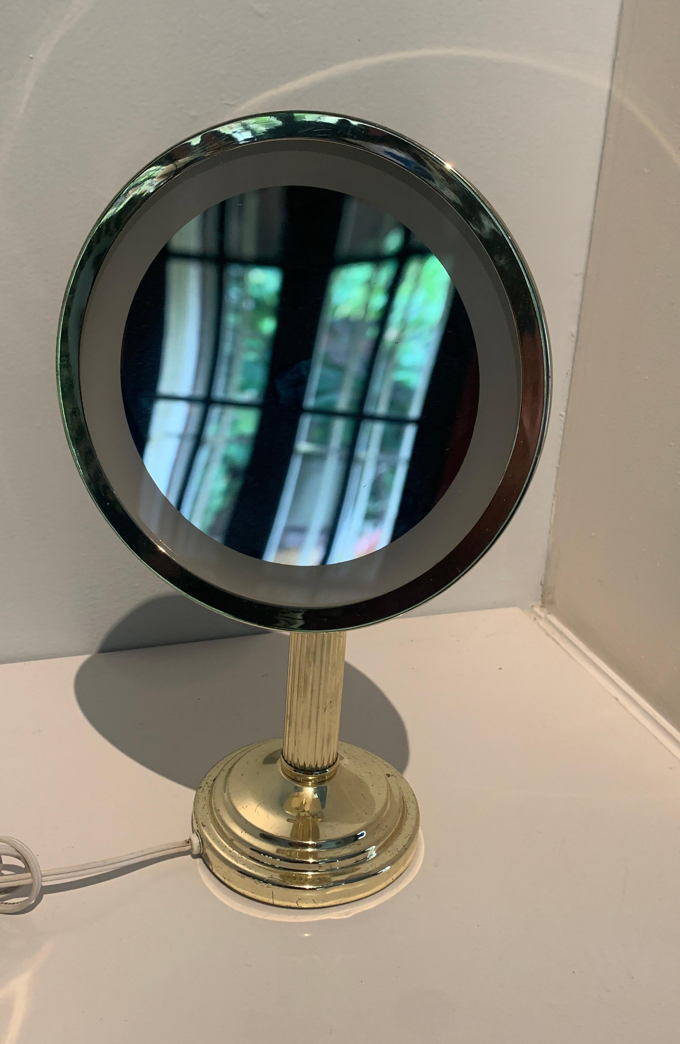 antique brass magnifying mirror