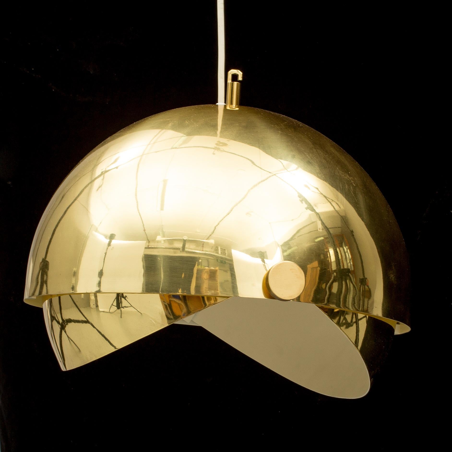 Mid-Century Modern Brass Adjustable Sphere Light by Münchner Werkstätten, Germany, 1970 For Sale