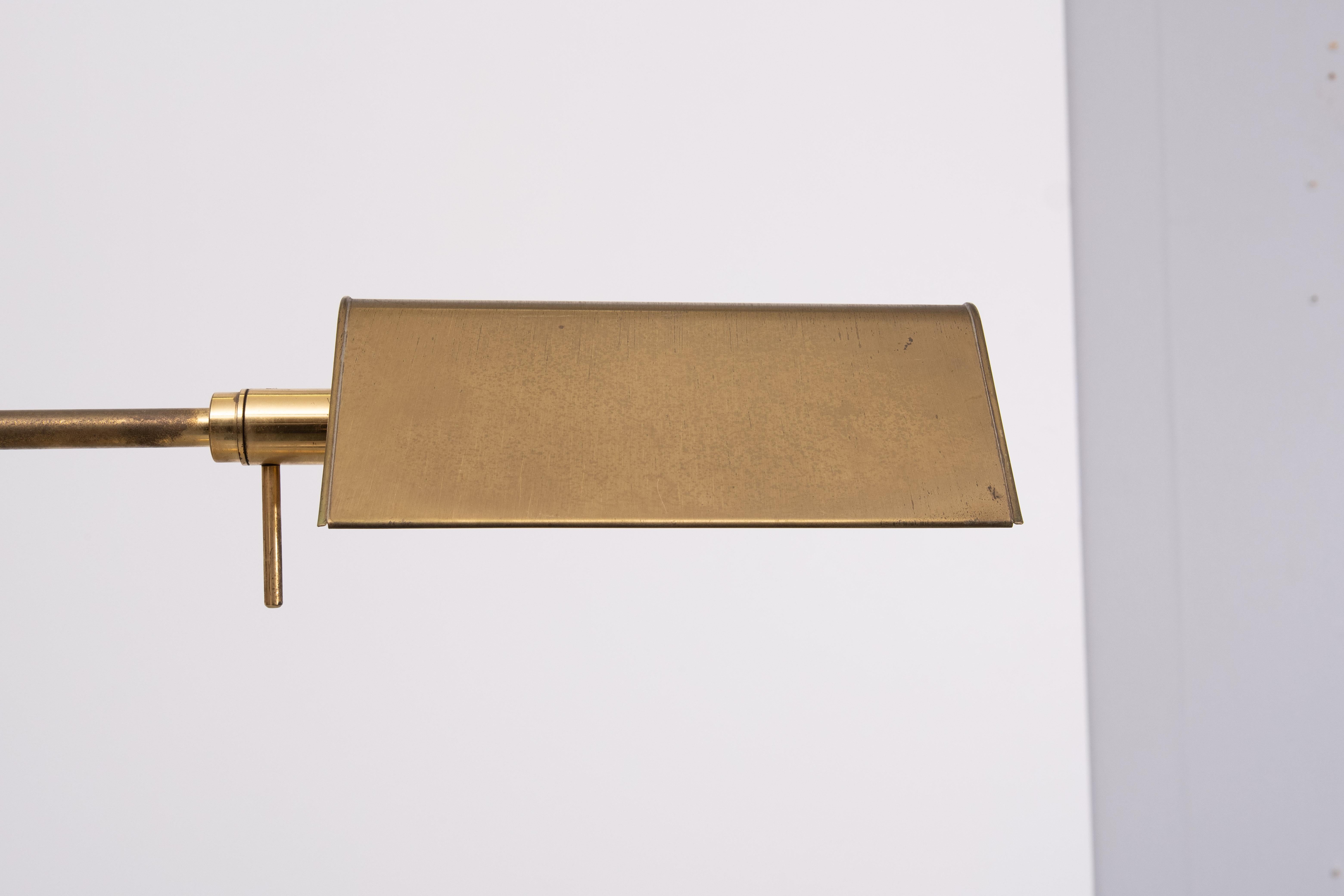 Late 20th Century Brass adjustable swing arm floor lamp German 1970s  For Sale