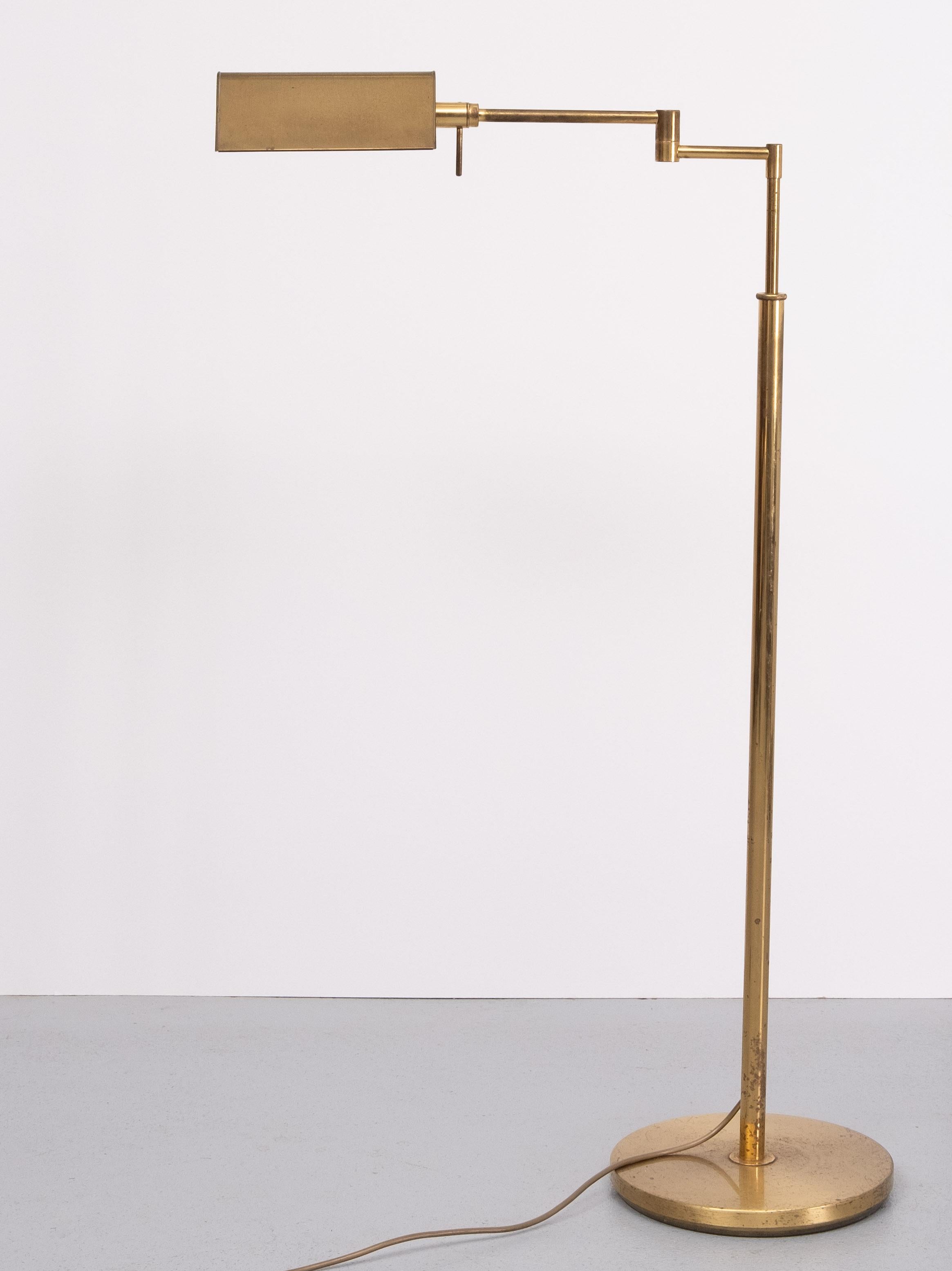 Brass adjustable swing arm floor lamp German 1970s  For Sale 2