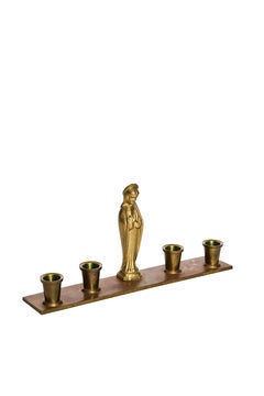 Brass Advent Candelabra with Madonna Figure by Ystad Metall, Sweden