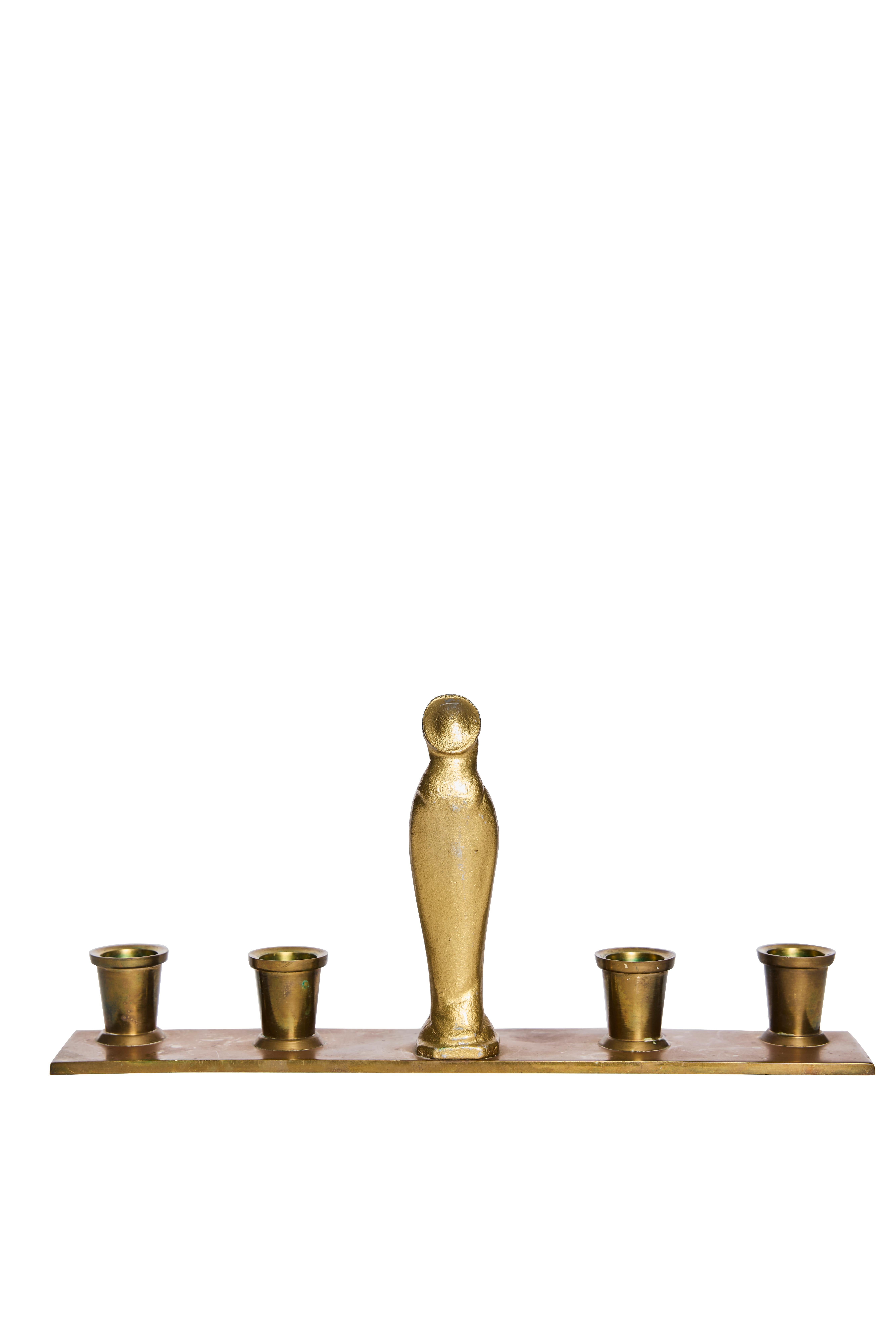 Scandinavo moderno Candelabro dell'Avvento in ottone con figura di Madonna di Ystad-Metall, Svezia in vendita