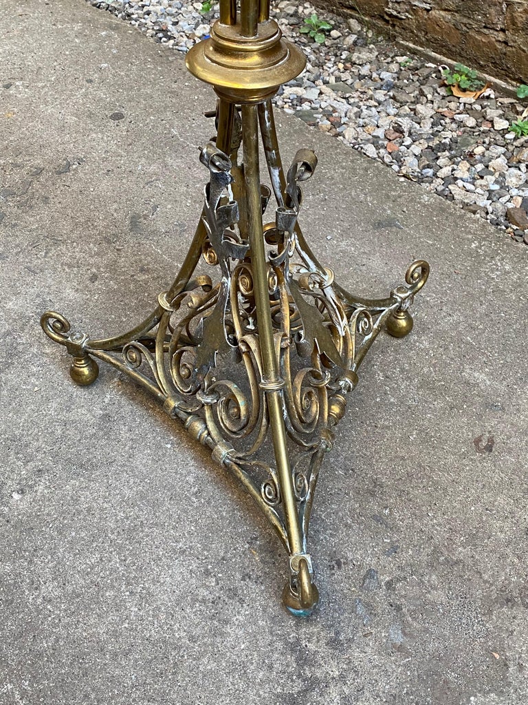 Brass Aesthetic Movement Scroll and Foliate Stand For Sale 4