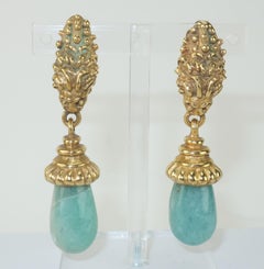 Messing & Achat Foo Dog Clip On Ohrringe, 1980er Jahre