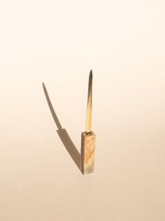 Brass & Agate Letter Opener - Minimal Chic Desk Accessory - France 1970s