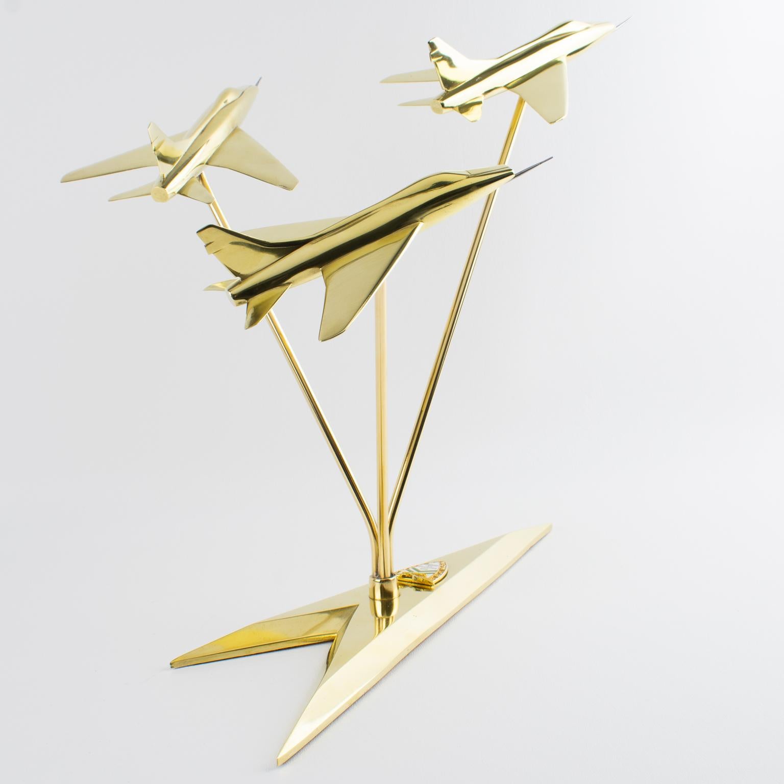 Modelo de Latón de Aviación de la Escuadrilla de Aviones a reacción, Francia circa 1950 en venta 6