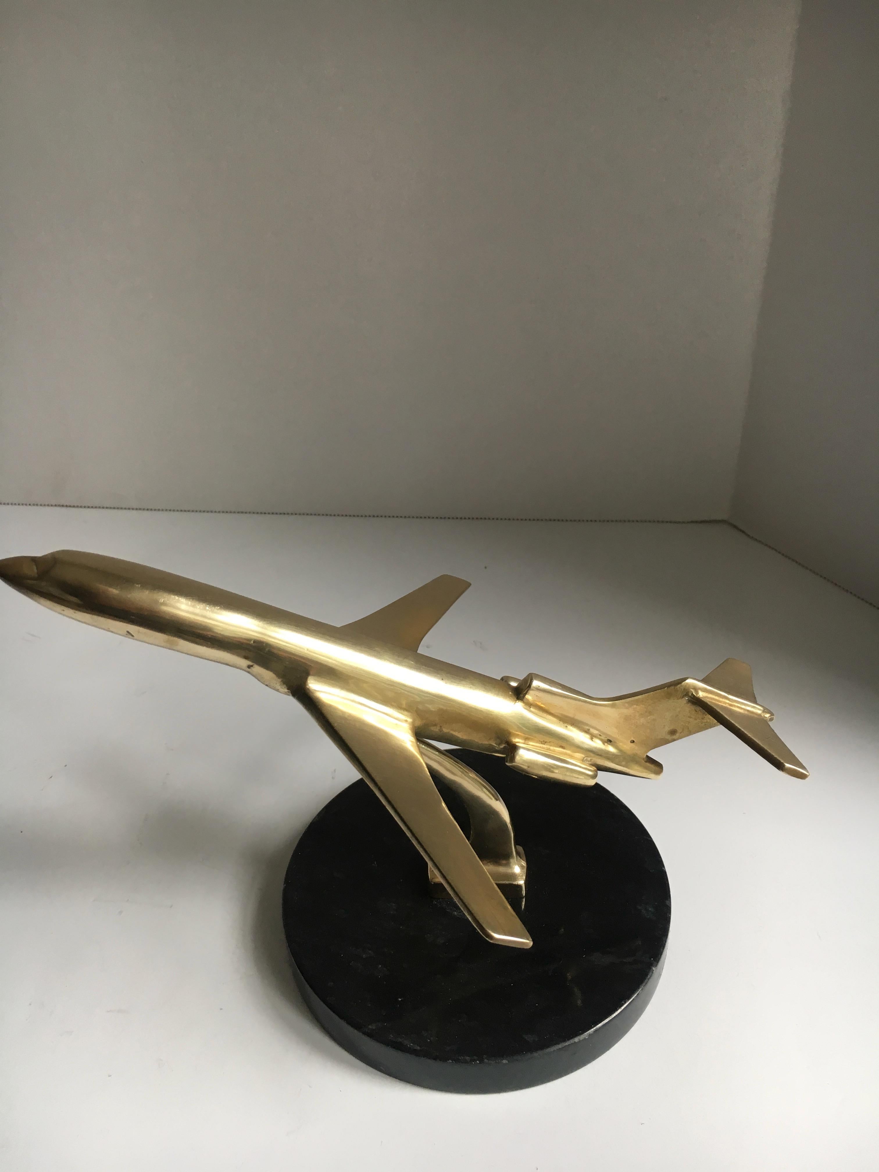 20th Century Brass Airplane Sculpture Paper Weight