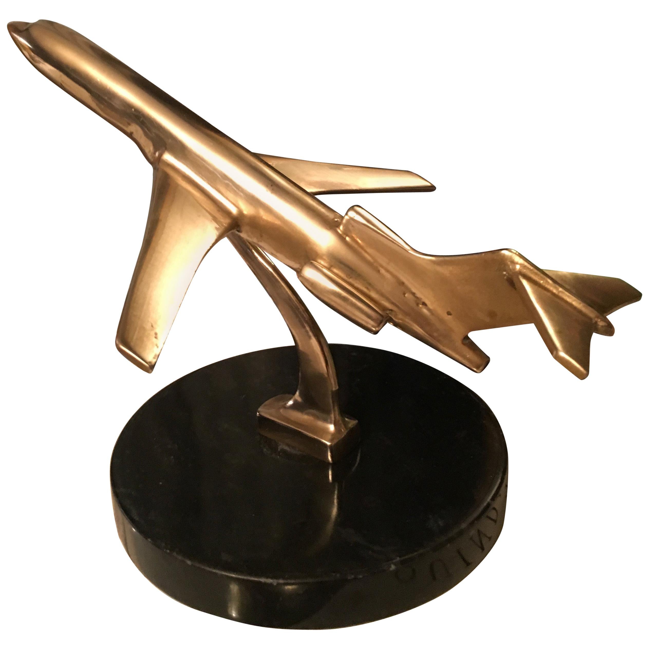 Brass Airplane Sculpture Paper Weight