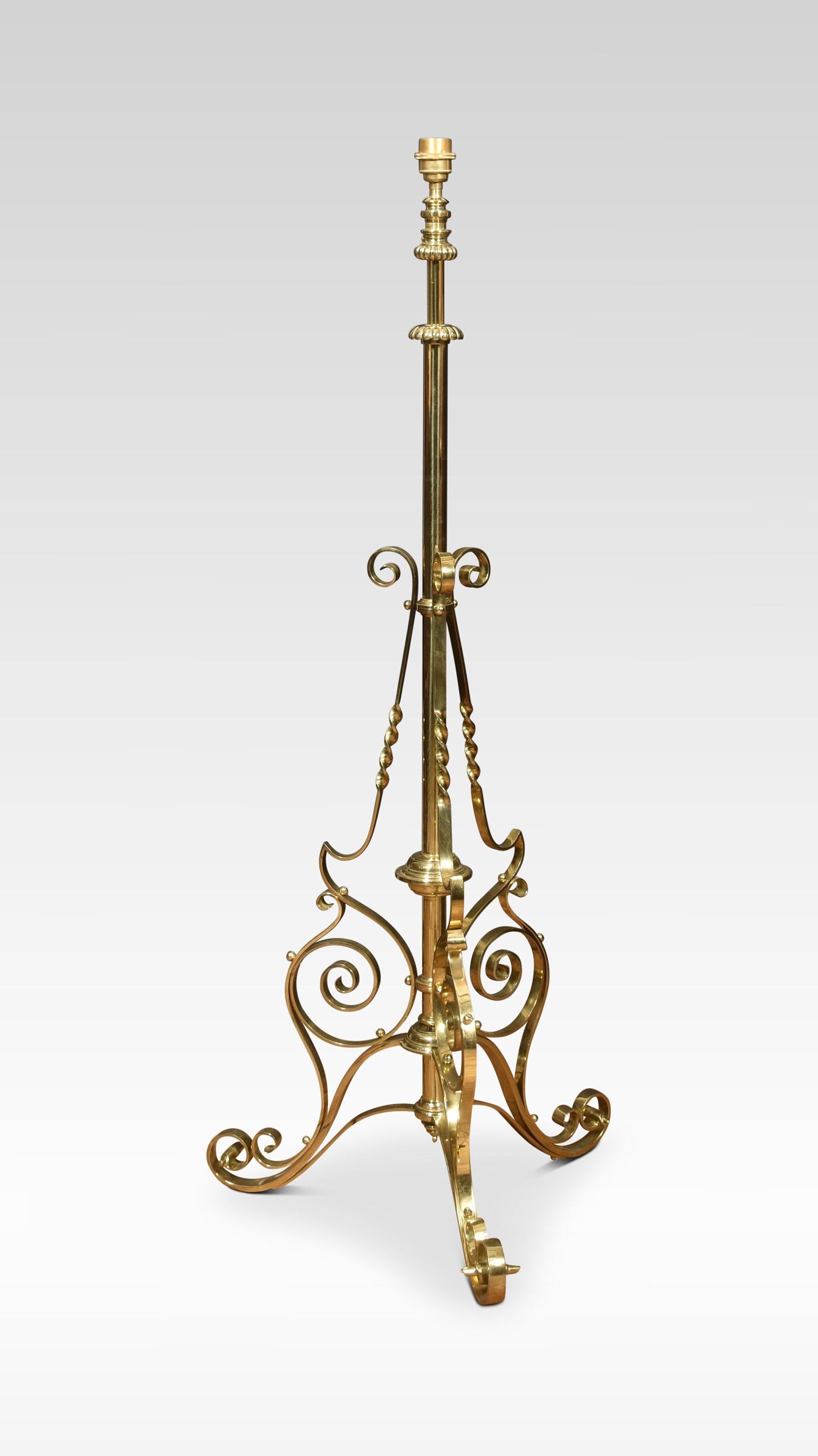 20th Century Brass Ajustable Standard Lamp For Sale