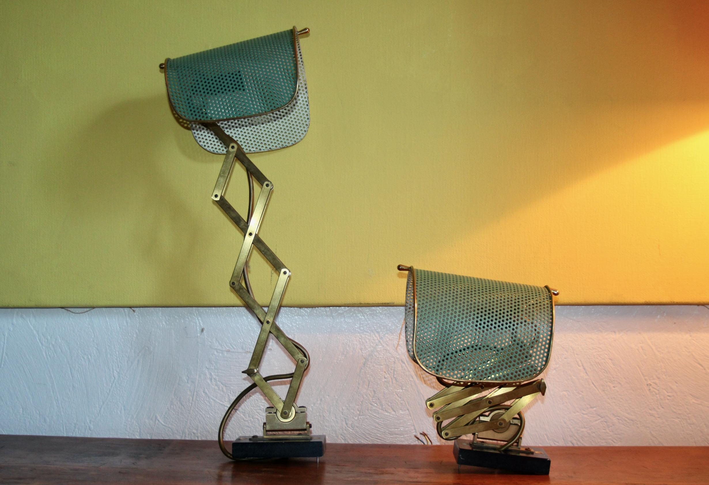Brass Alfred Muller Adjustable pair of Wall Lamp for AMBA, Switzerland 1940s For Sale 6