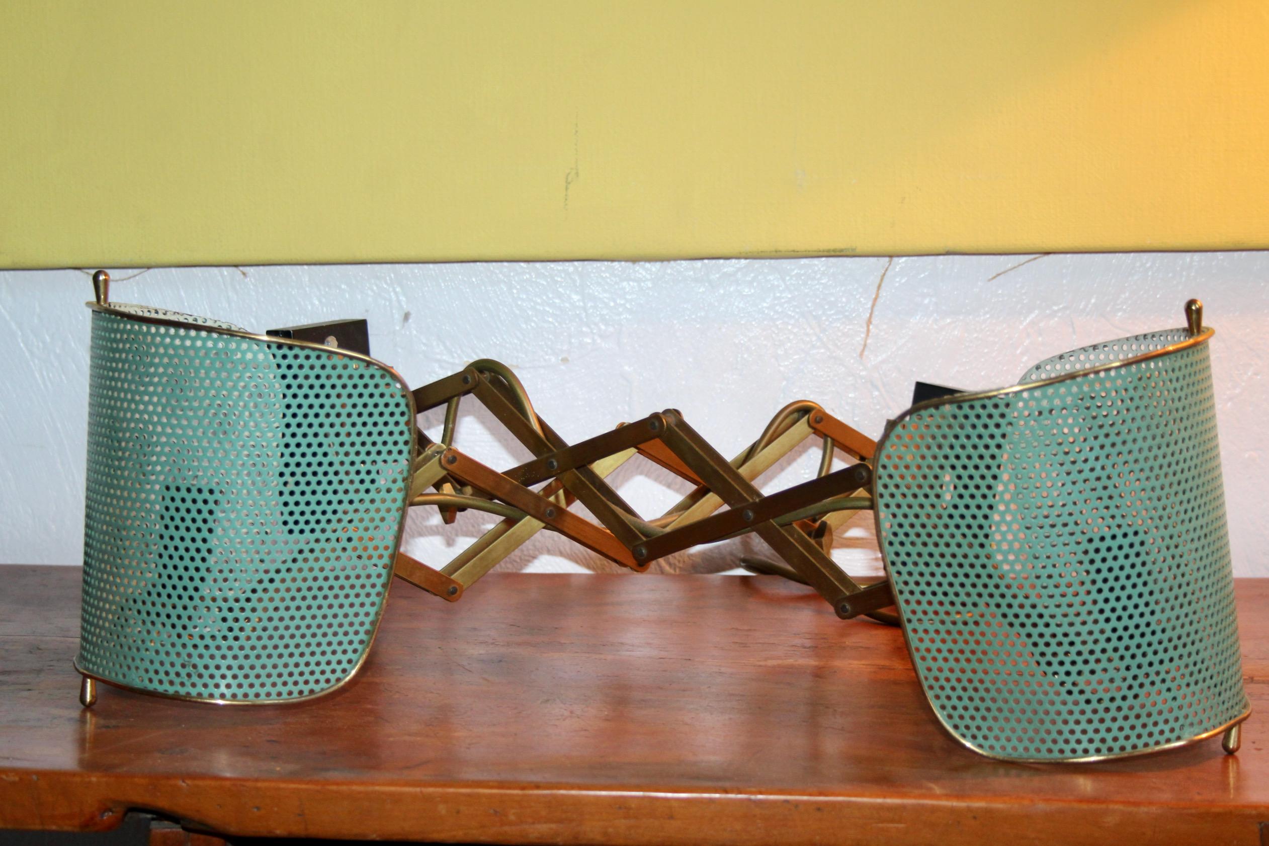 Brass Alfred Muller Adjustable pair of Wall Lamp for AMBA, Switzerland 1940s For Sale 11