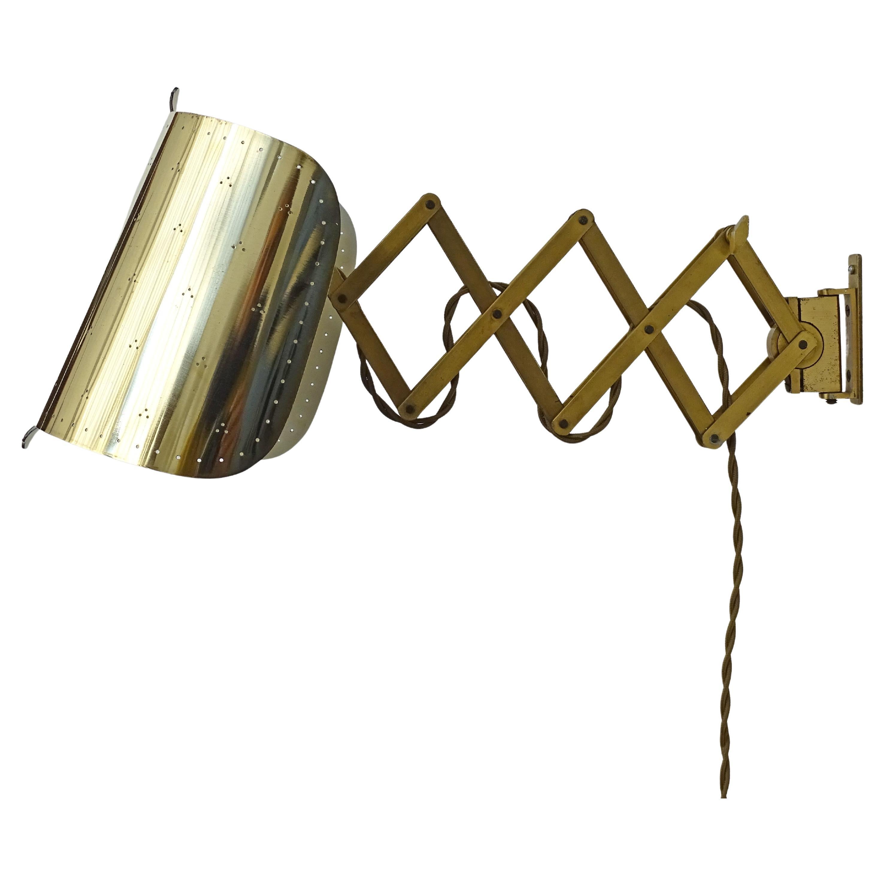 Brass Alfred Muller Adjustable Wall Lamp for AMBA, Switzerland 1940s