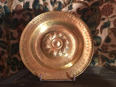 Brass ALM Dish with Embossed and Stamped Decor