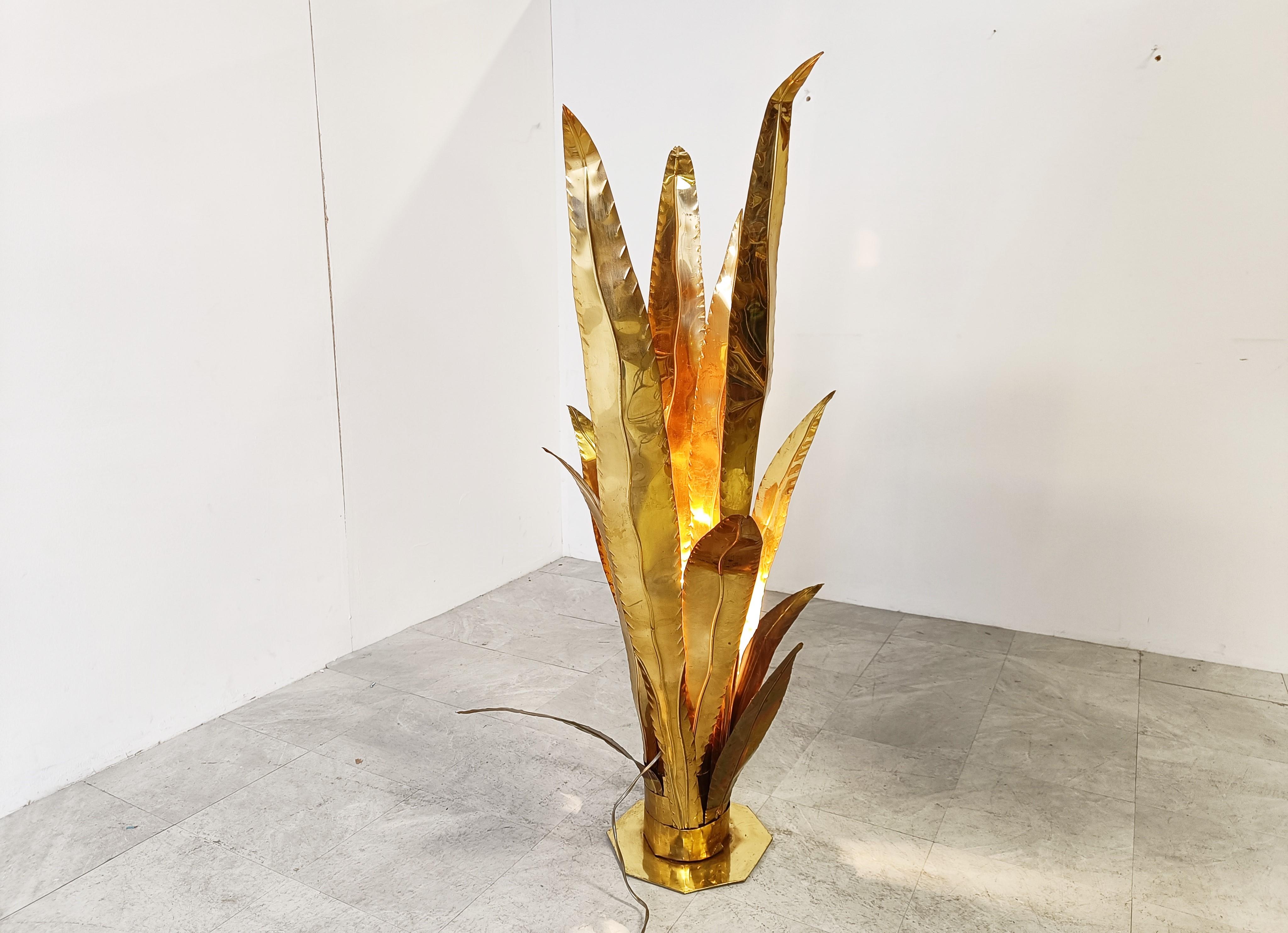 Brass Aloe Vera Floor Lamp by Bottega Gadda, 1970s 3