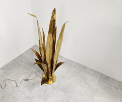Brass Aloe Vera Floor Lamp by Bottega Gadda, 1970s