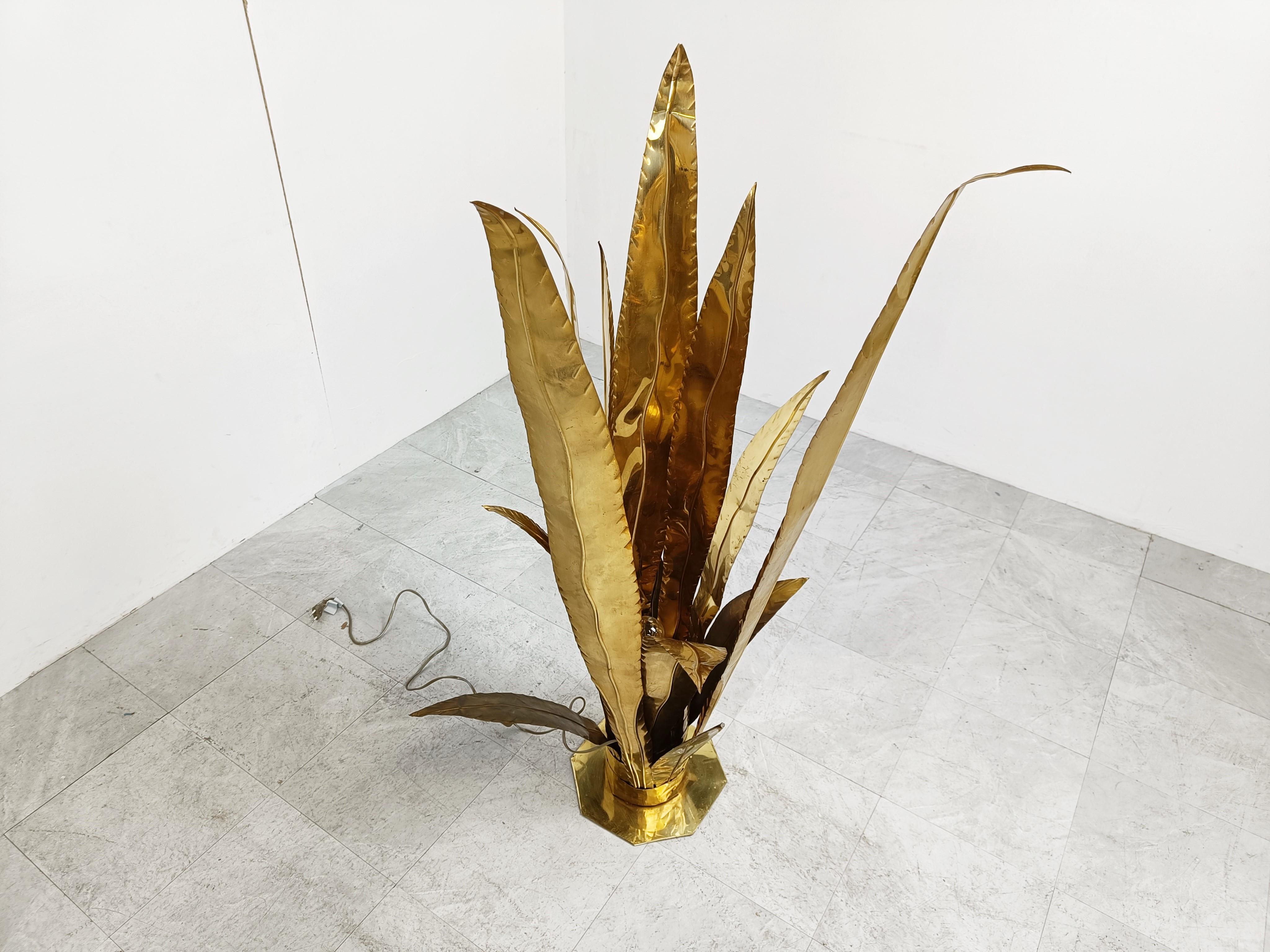 Brass Aloe Vera Floor Lamp by Bottega Gadda, 1970s In Good Condition In HEVERLEE, BE