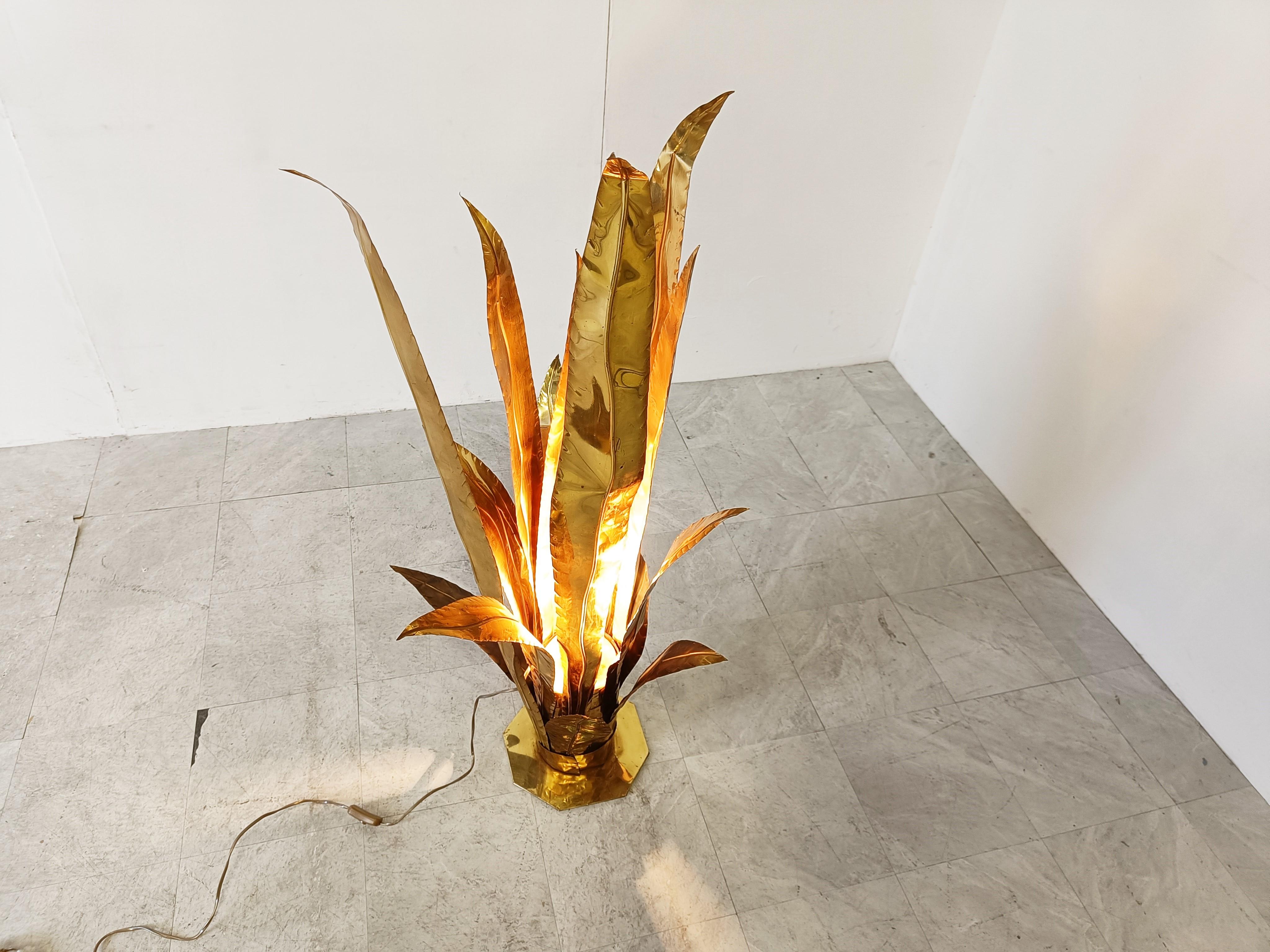 Late 20th Century Brass Aloe Vera Floor Lamp by Bottega Gadda, 1970s