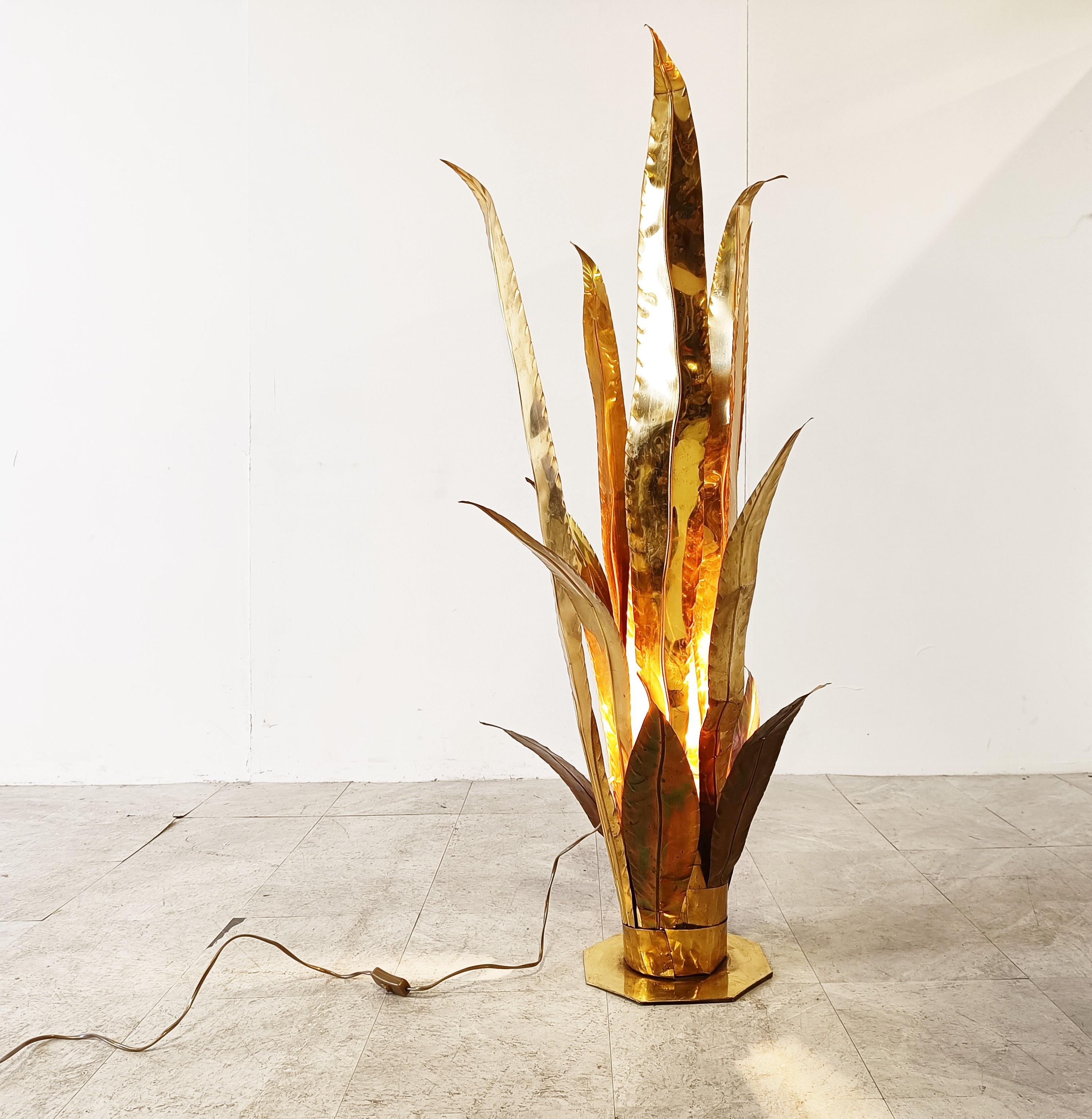 Brass Aloe Vera Floor Lamp by Bottega Gadda, 1970s 1