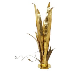 Brass Aloe Vera Floor Lamp by Bottega Gadda, 1970s