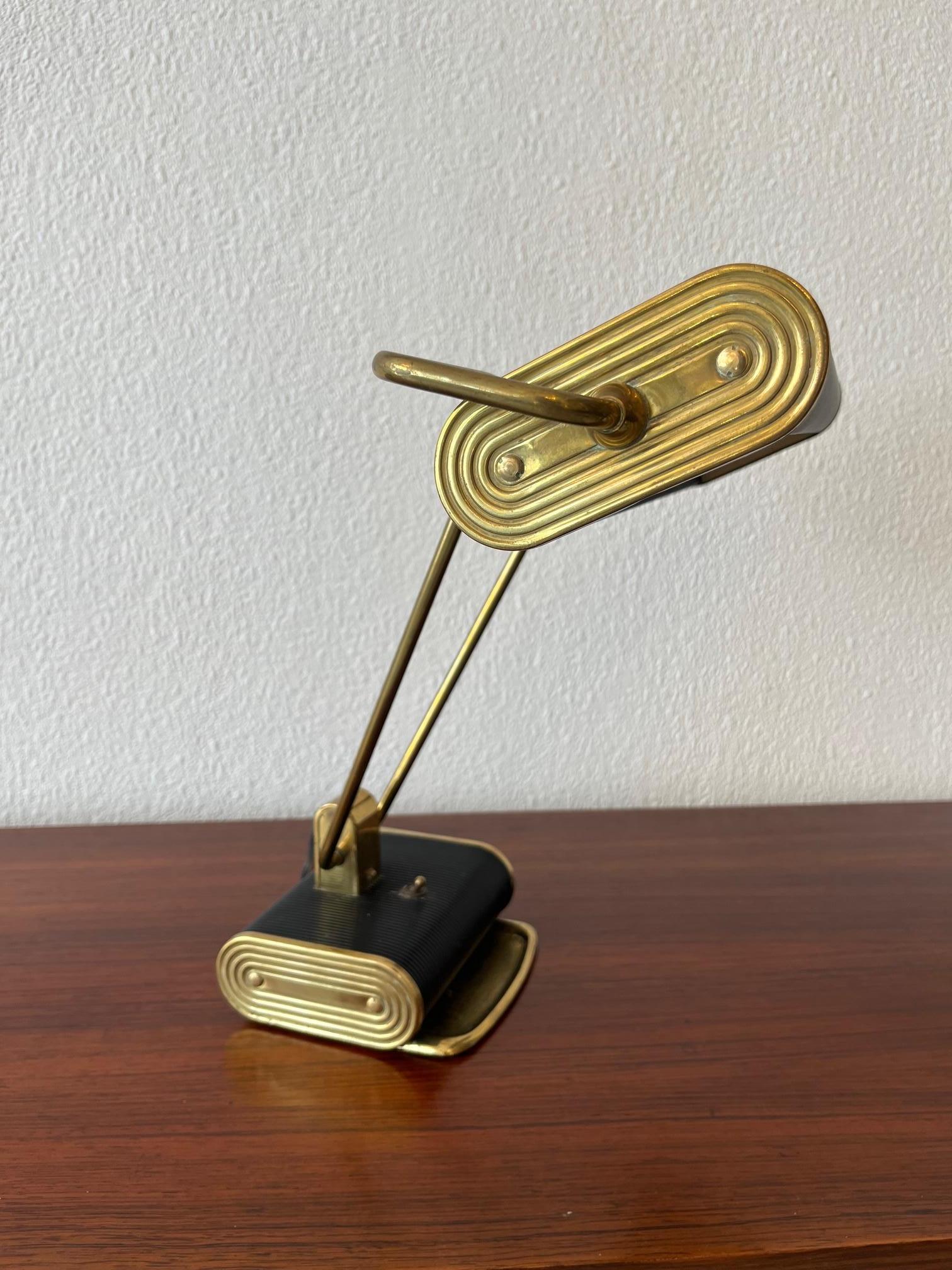 Brass & Aluminum Adjustable Desk Lamp by Eileen Gray for Jumo, France ca. 1940s For Sale 5