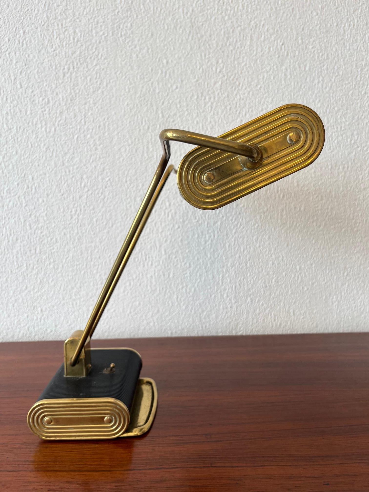 Brass & Aluminum Adjustable Desk Lamp by Eileen Gray for Jumo, France ca. 1940s For Sale 6