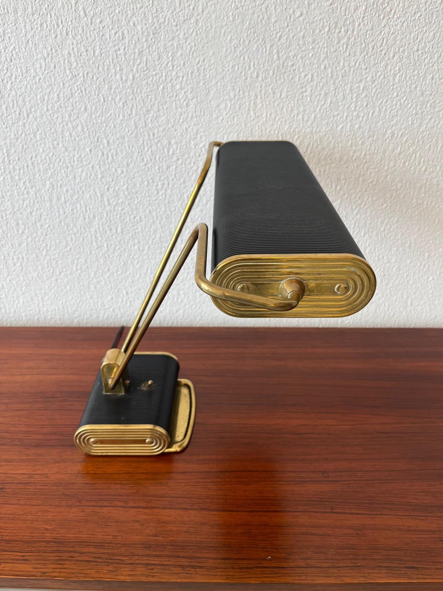Brass & Aluminum Adjustable Desk Lamp by Eileen Gray for Jumo, France ca. 1940s For Sale 8