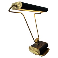 Retro Brass & Aluminum Adjustable Desk Lamp by Eileen Gray for Jumo, France ca. 1940s