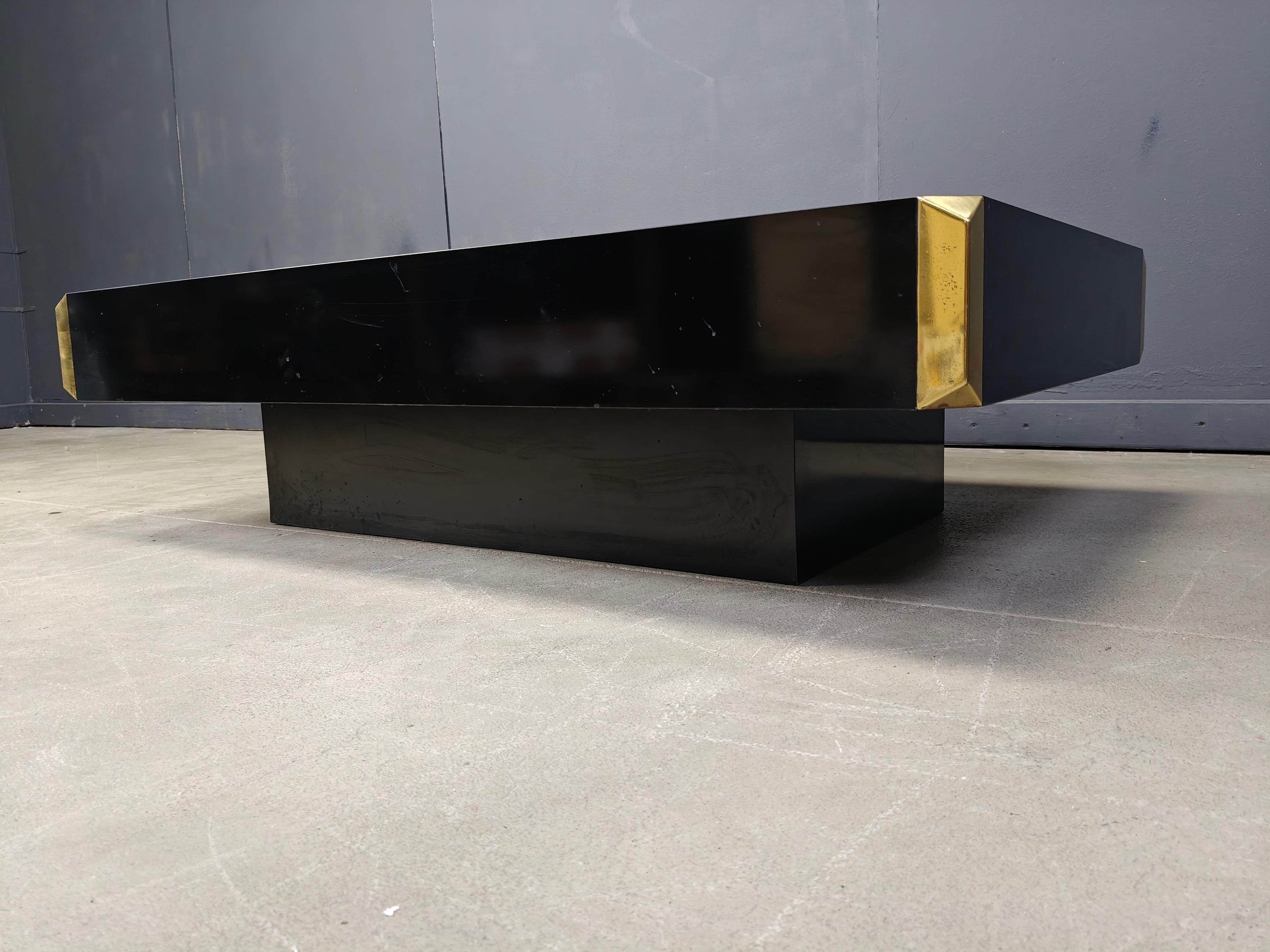 Hollywood Regency Table basse Alveo en laiton par Willy Rizzo, 1970 en vente
