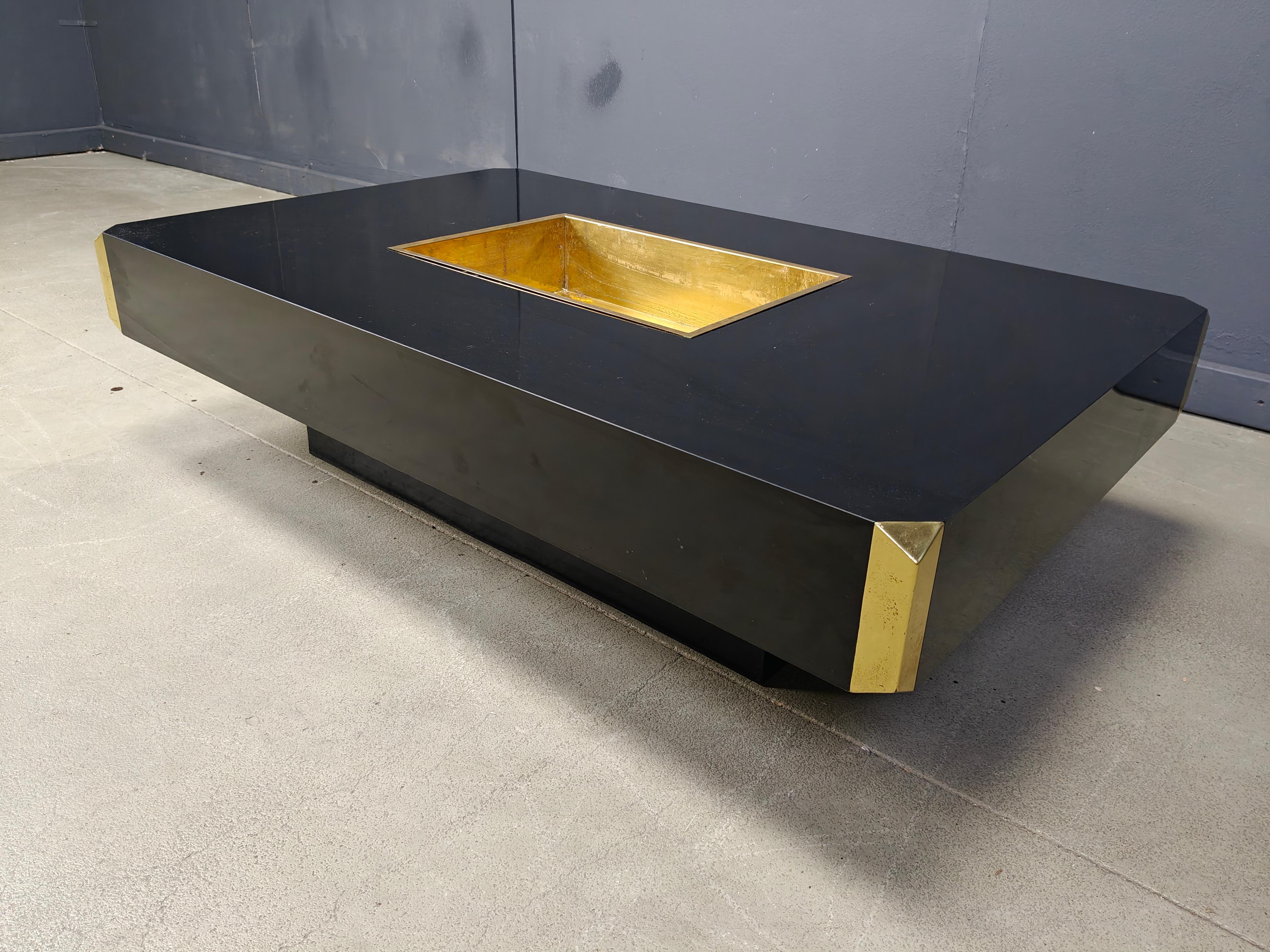 Table basse Alveo en laiton par Willy Rizzo, 1970 Bon état - En vente à Leuven, Vlaams Gewest