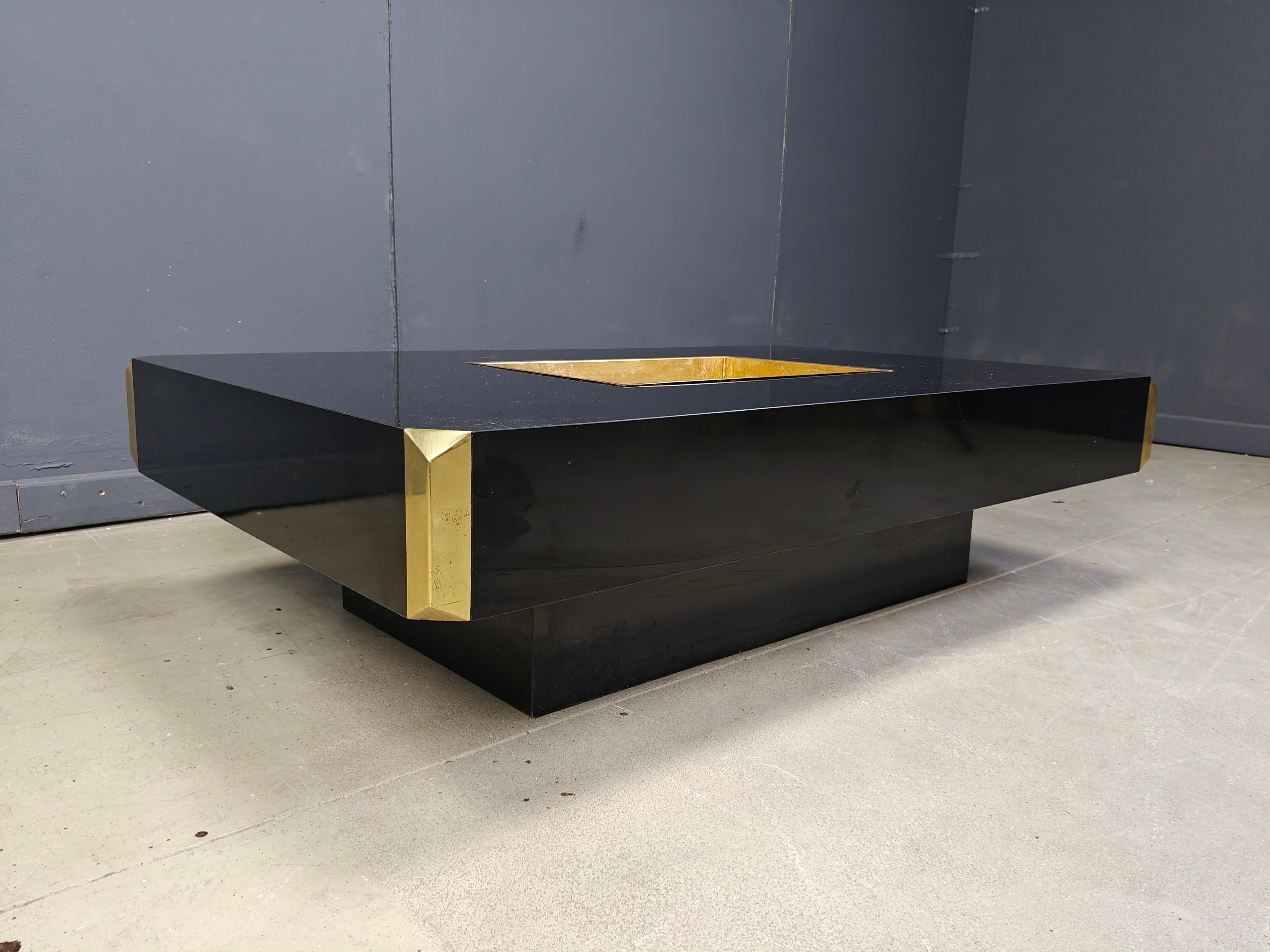 Fin du 20e siècle Table basse Alveo en laiton par Willy Rizzo, 1970 en vente