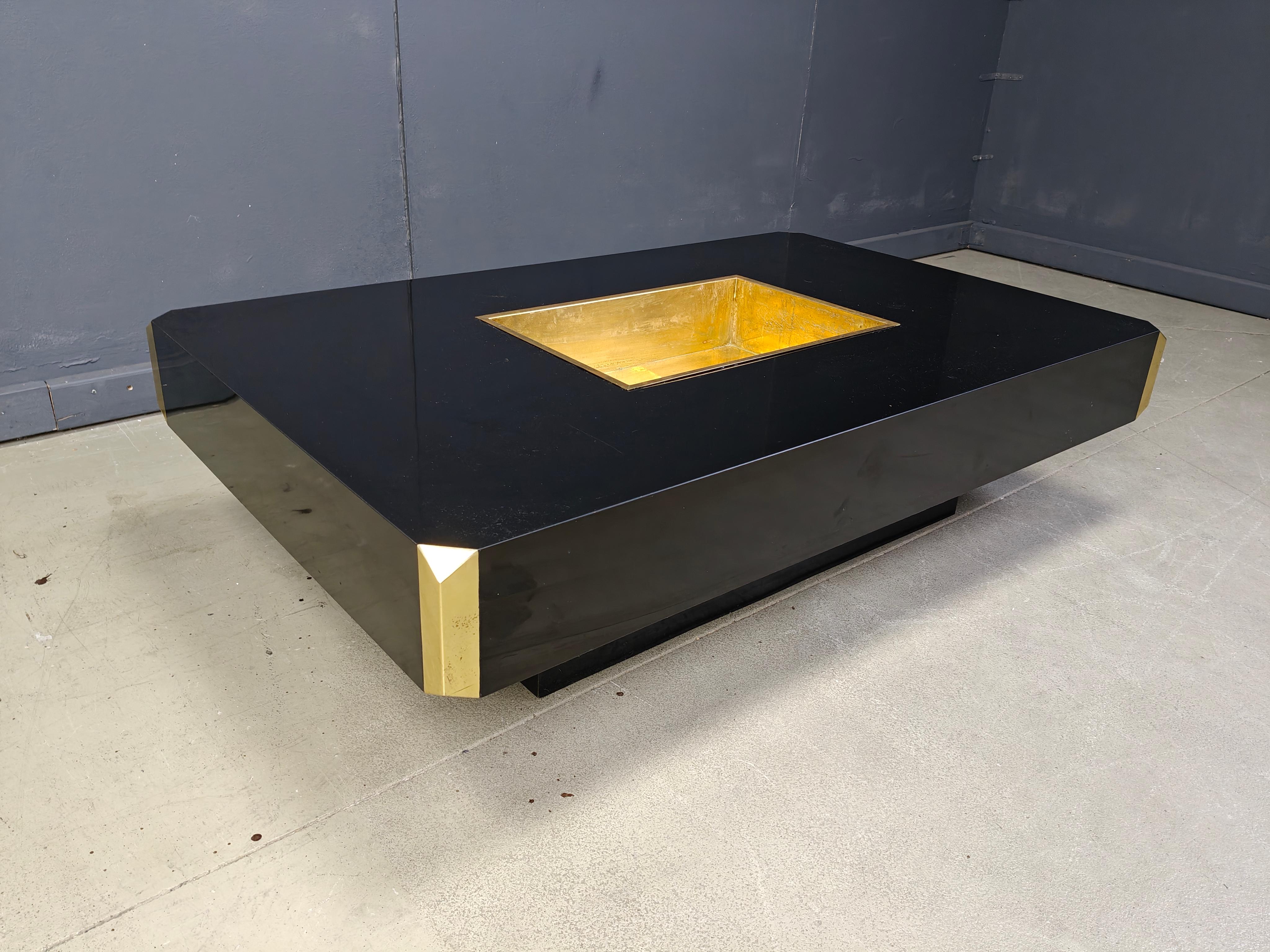 Laiton Table basse Alveo en laiton par Willy Rizzo, 1970 en vente