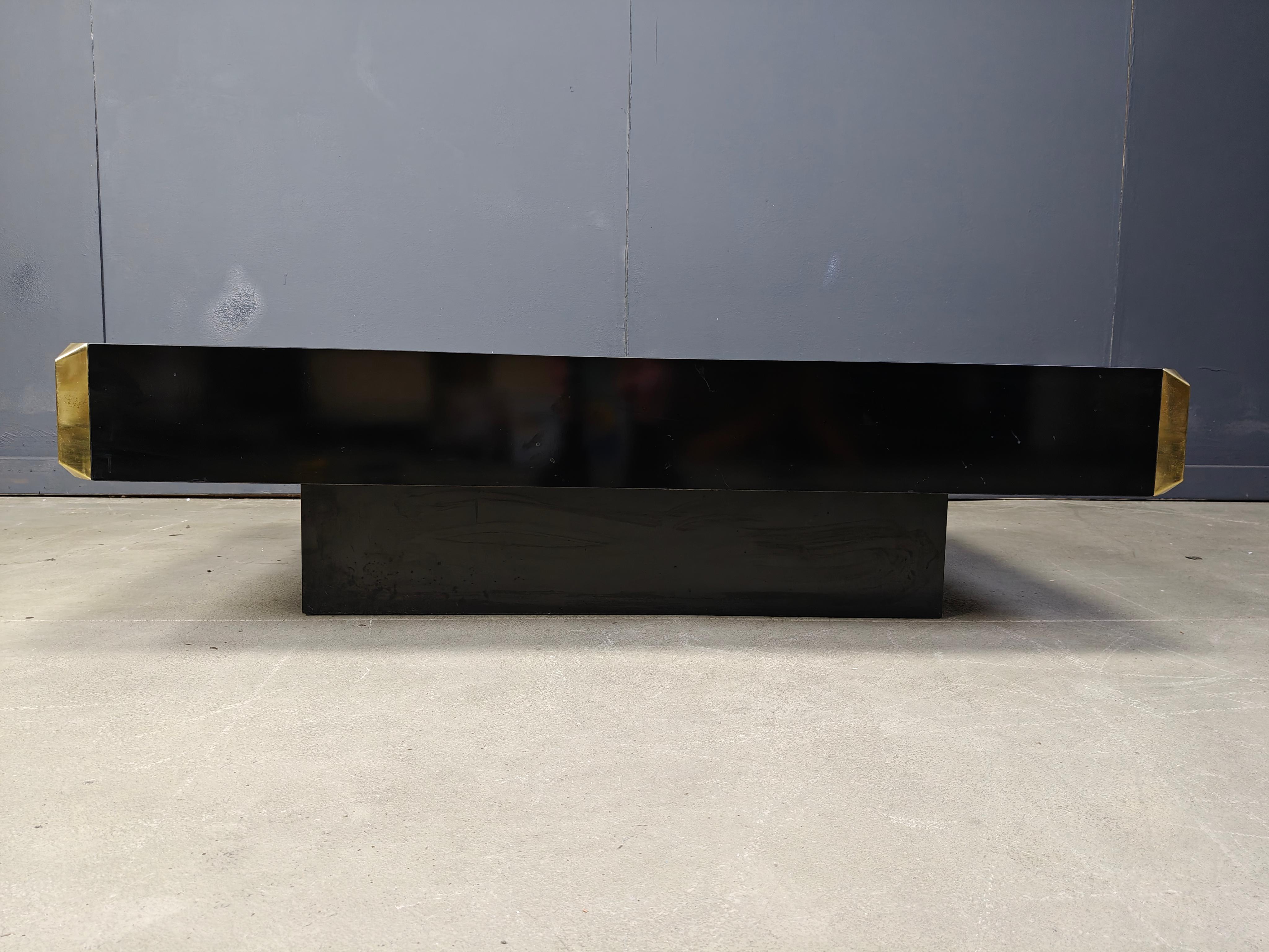 Table basse Alveo en laiton par Willy Rizzo, 1970 en vente 2