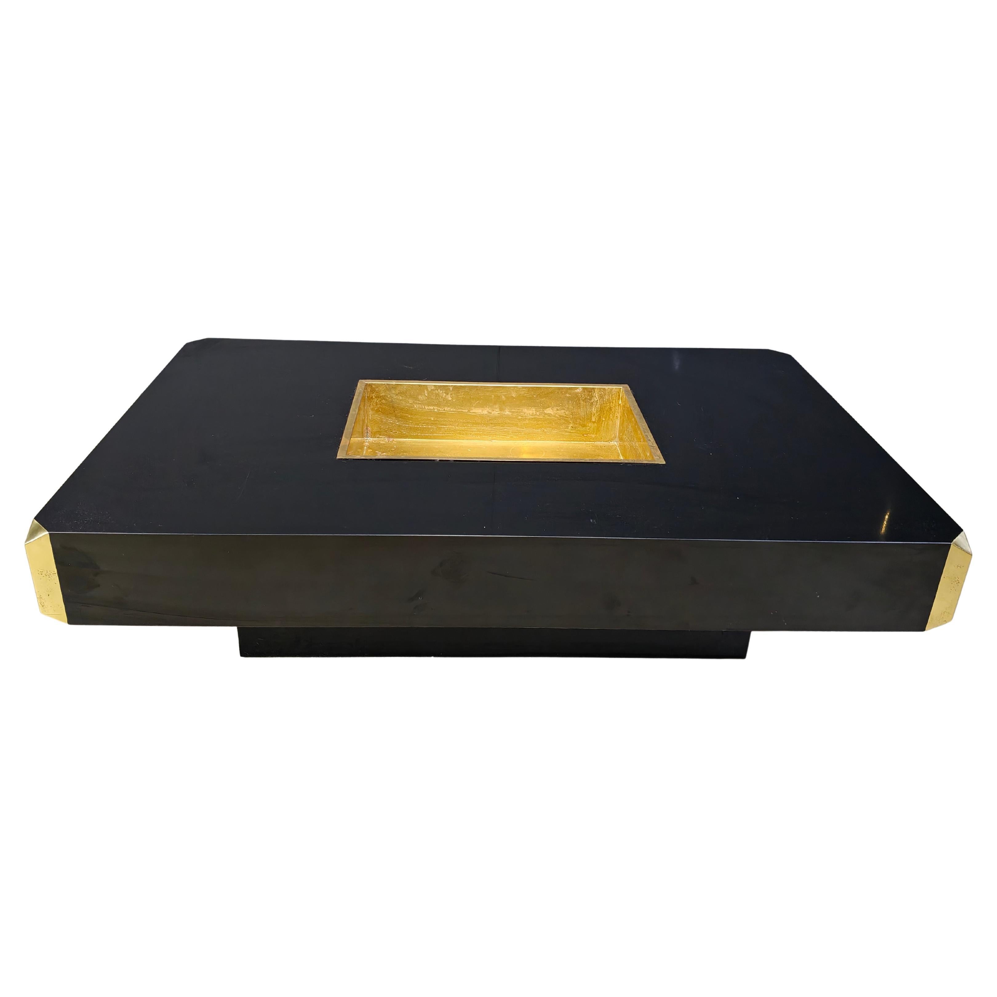 Table basse Alveo en laiton par Willy Rizzo, 1970 en vente