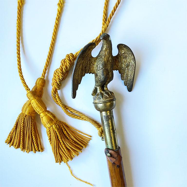 Brass American Admiral Eagle Flag Pole with Gold Tassels Early 20th Century In Good Condition In Oklahoma City, OK