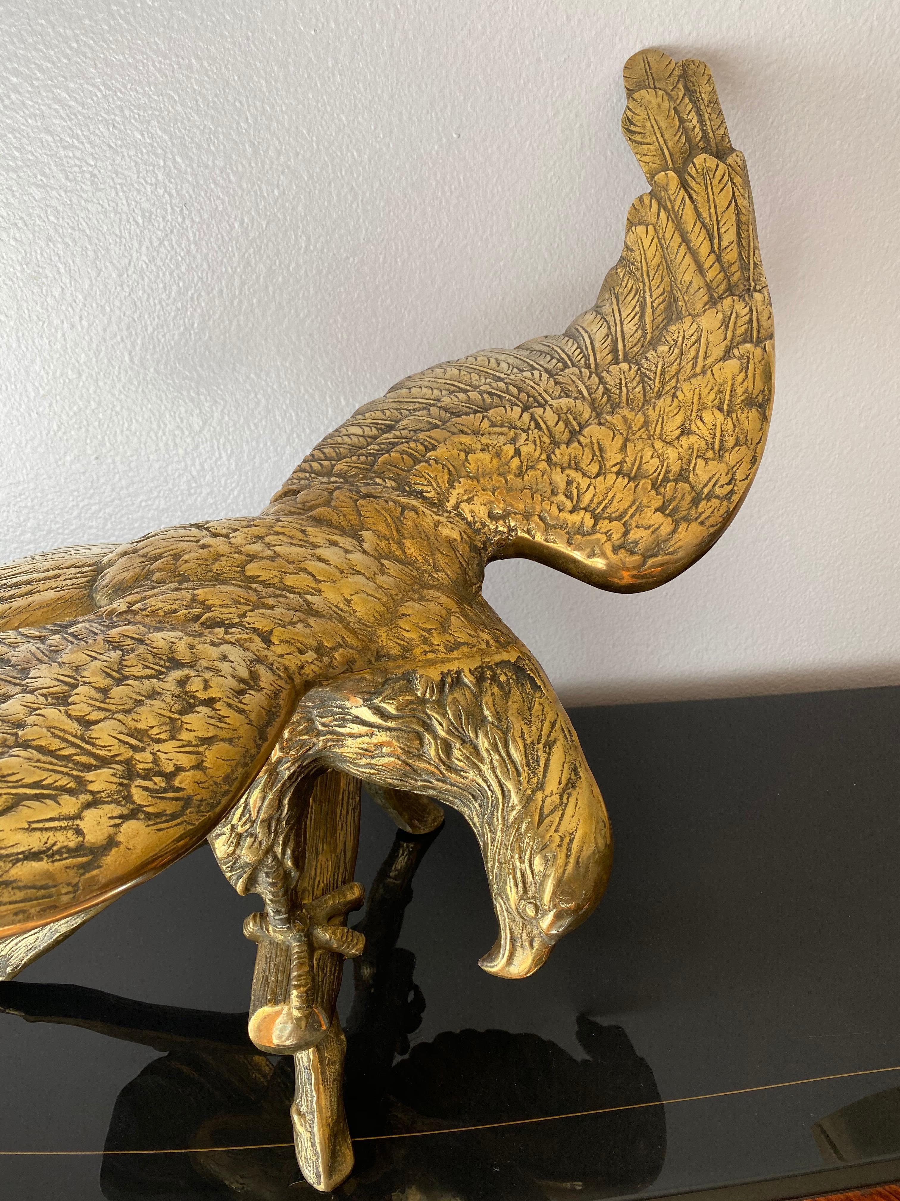 Late 20th Century Brass American Bald Eagle Sculpture