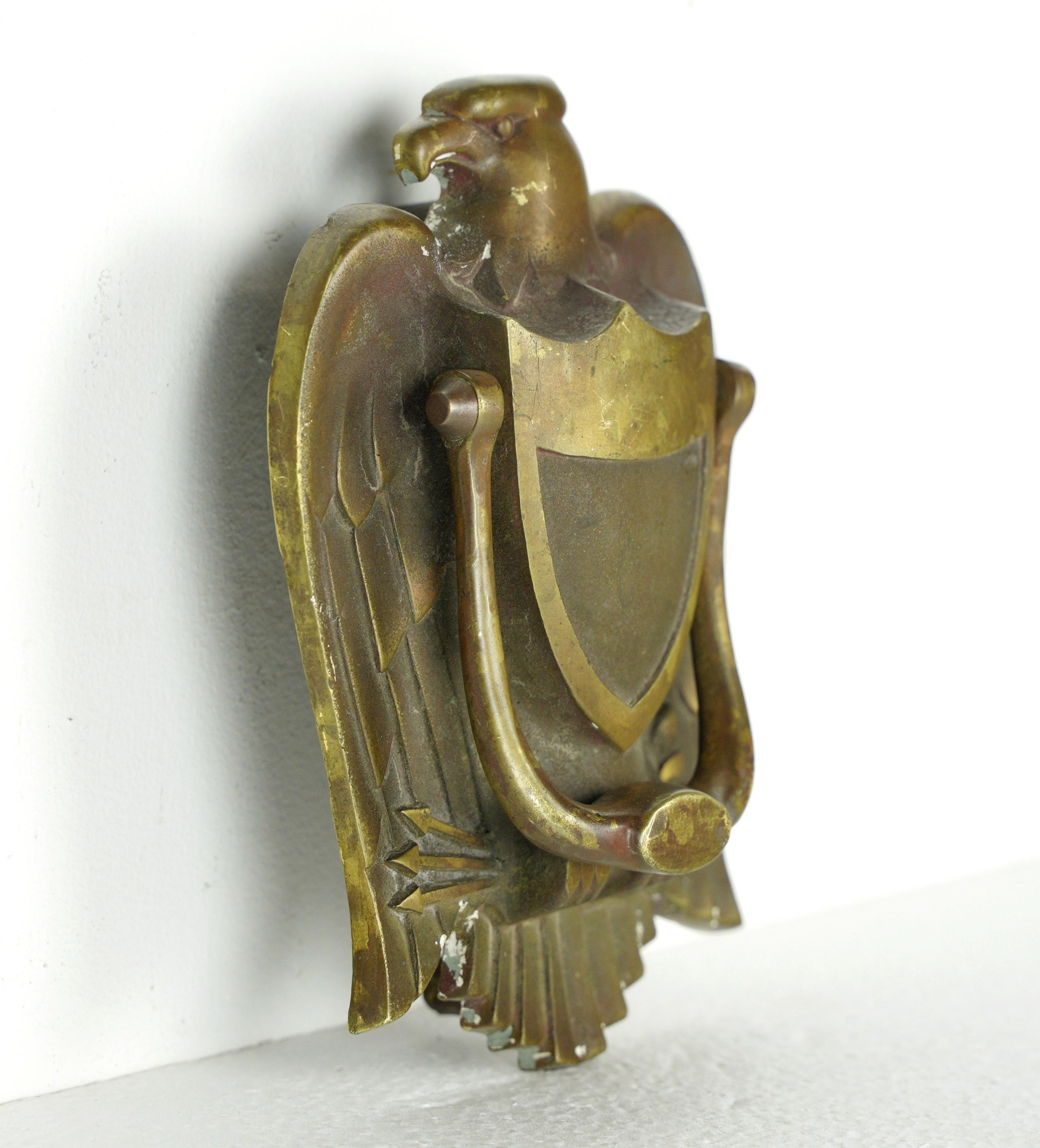 20th Century Brass American Door Knocker w an Eagle Motif 