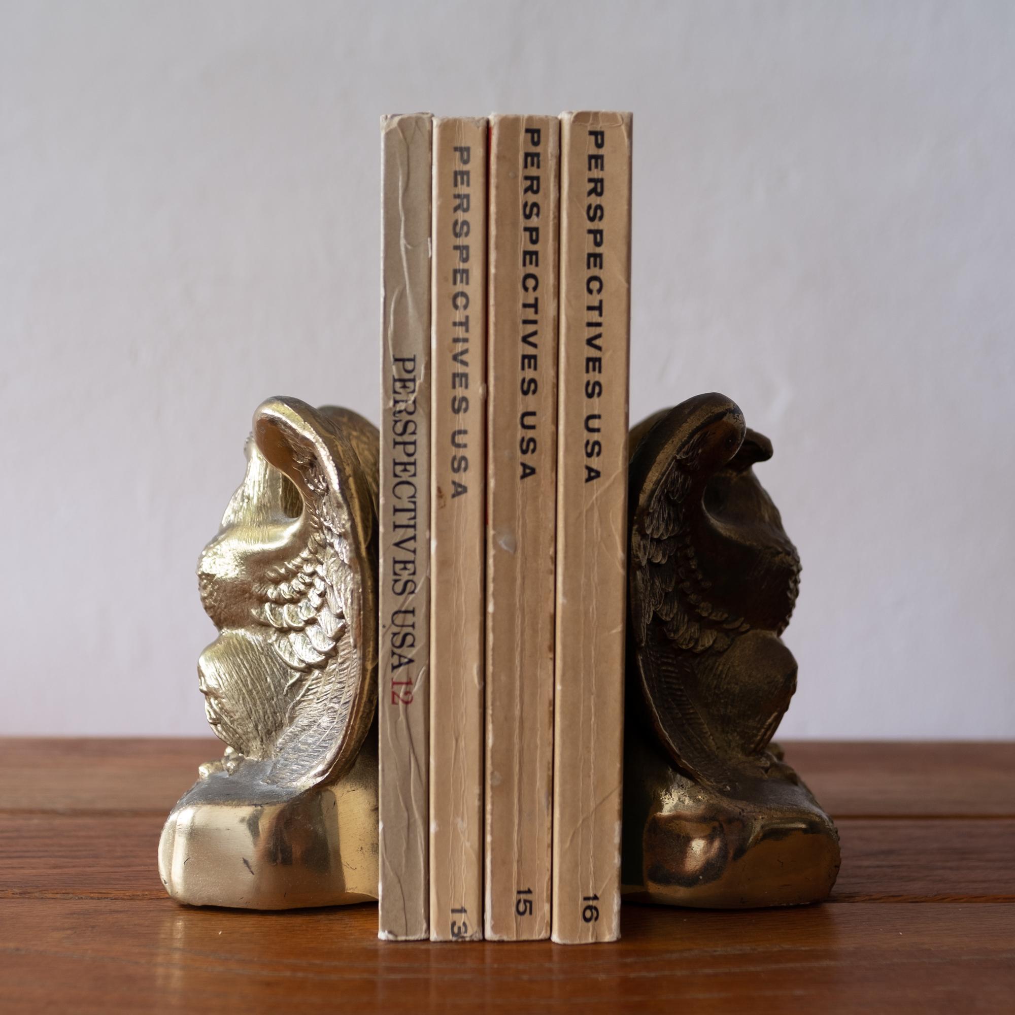 Mid-Century Modern Brass American Eagle Bookends, 1950s