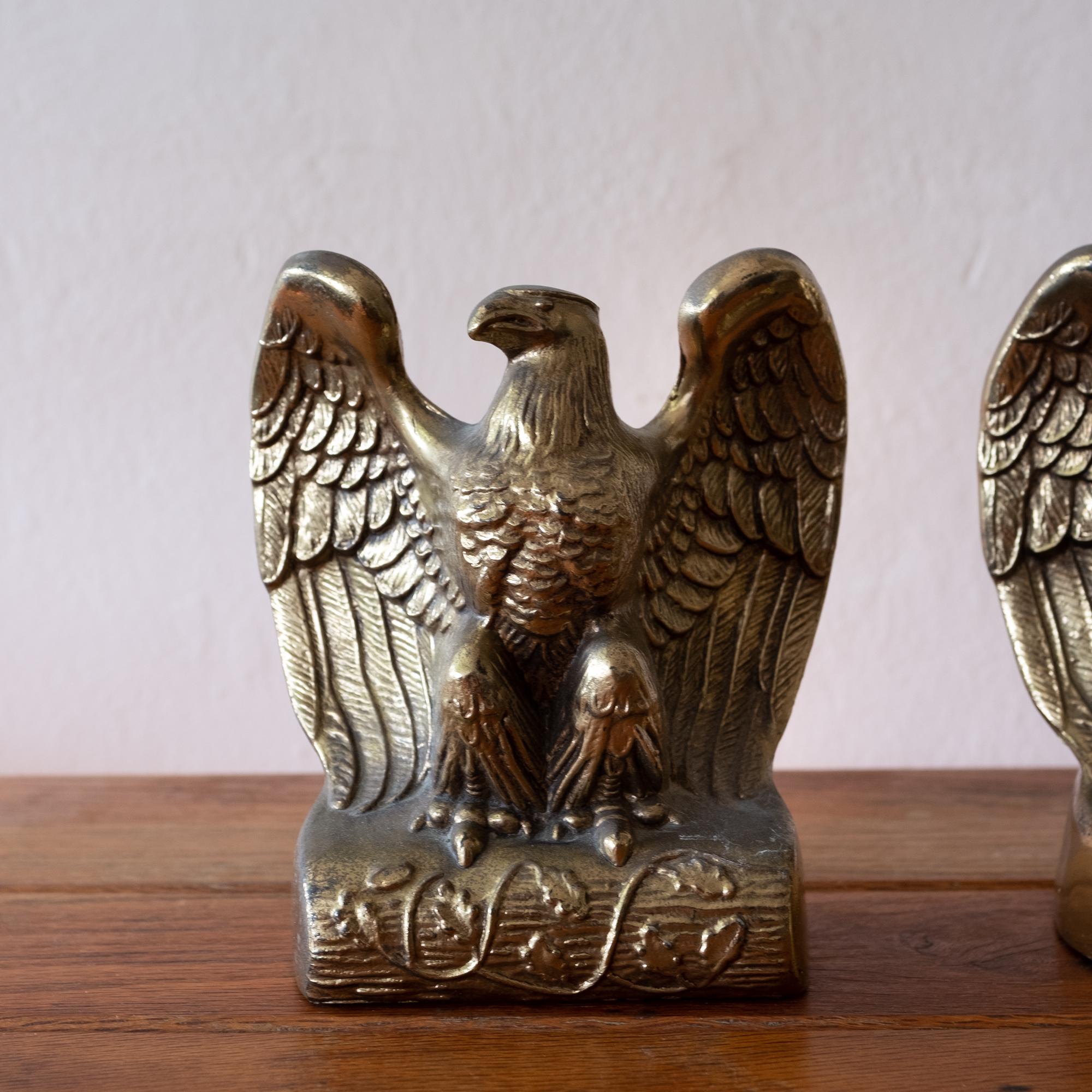 Brass American Eagle Bookends, 1950s In Good Condition In San Diego, CA