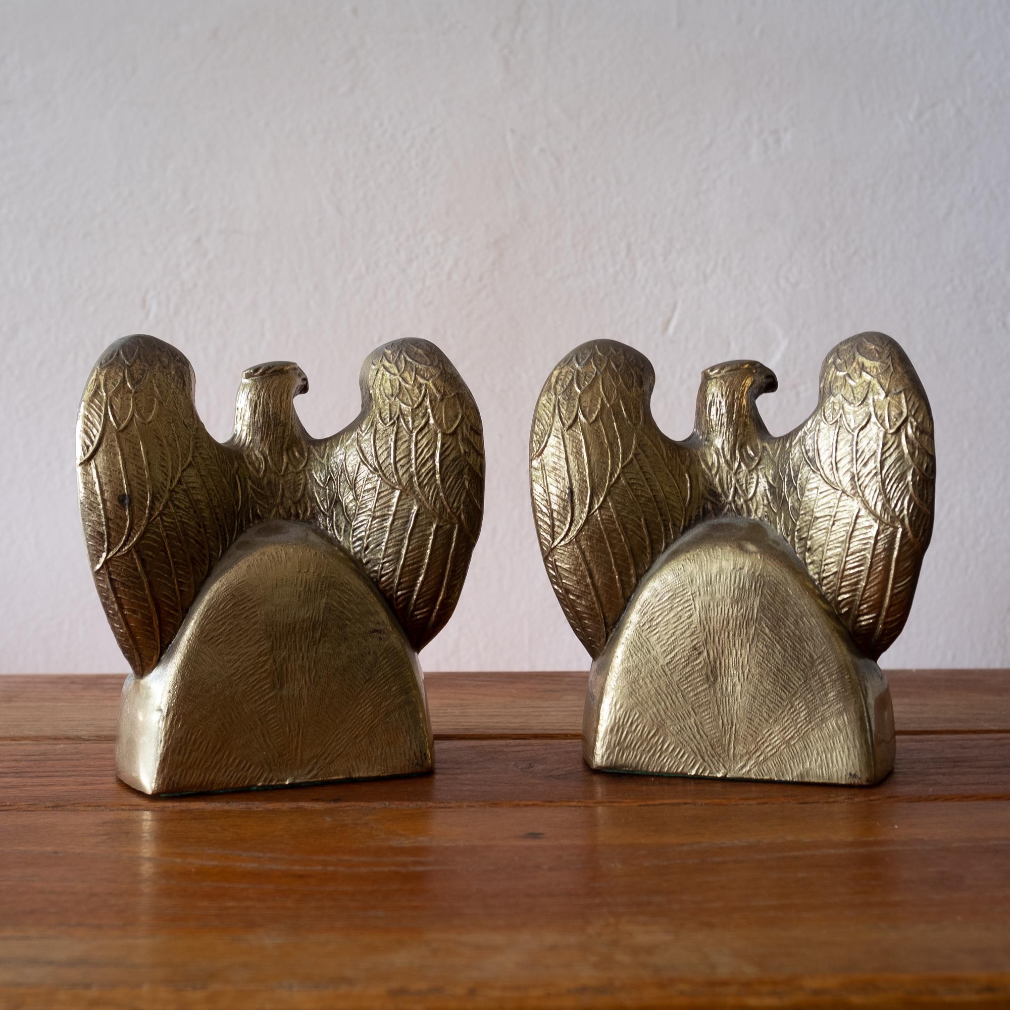 Mid-20th Century Brass American Eagle Bookends, 1950s