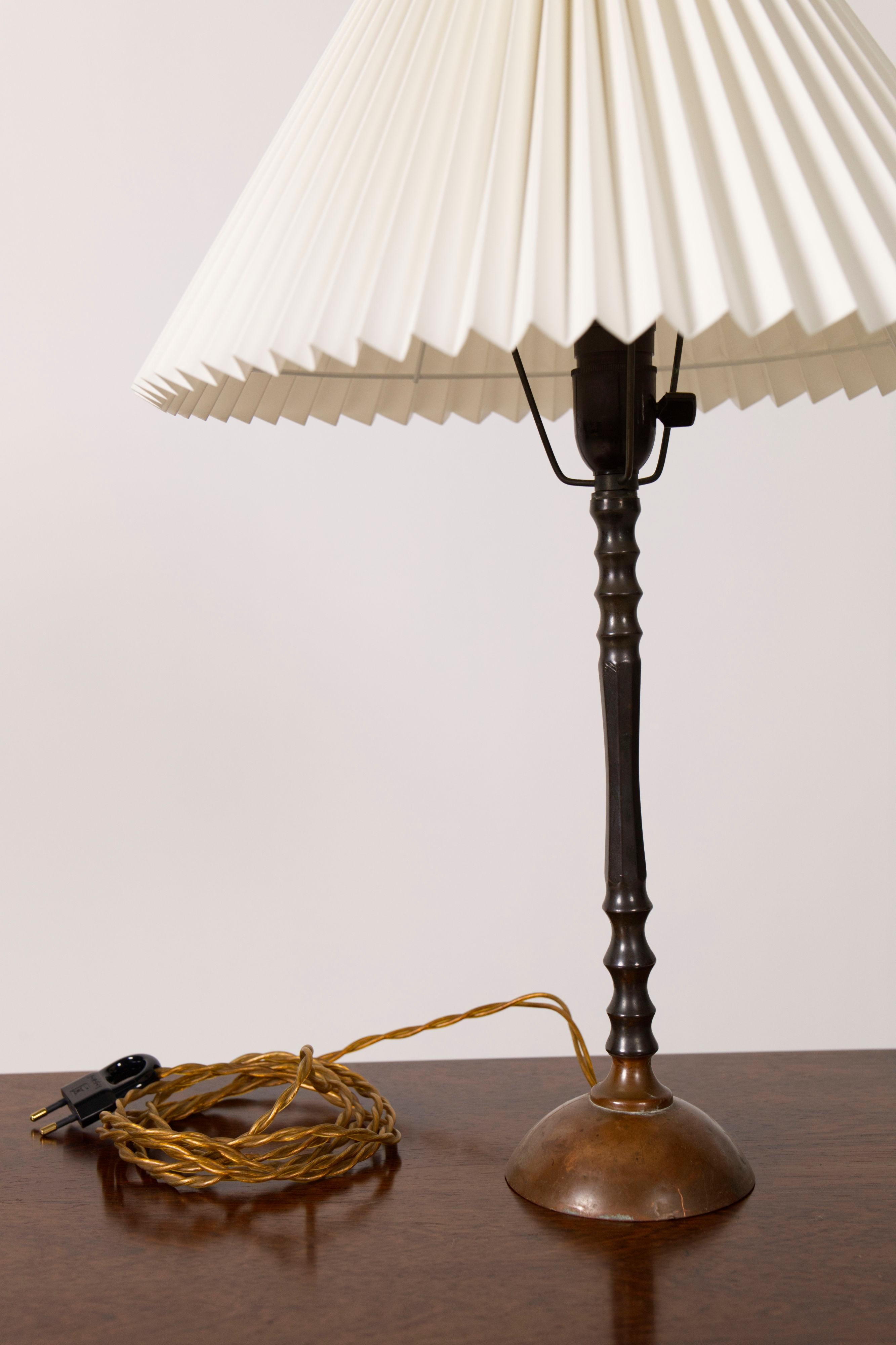 Forged Brass an Copper table lamp, Denmark, 1960s For Sale