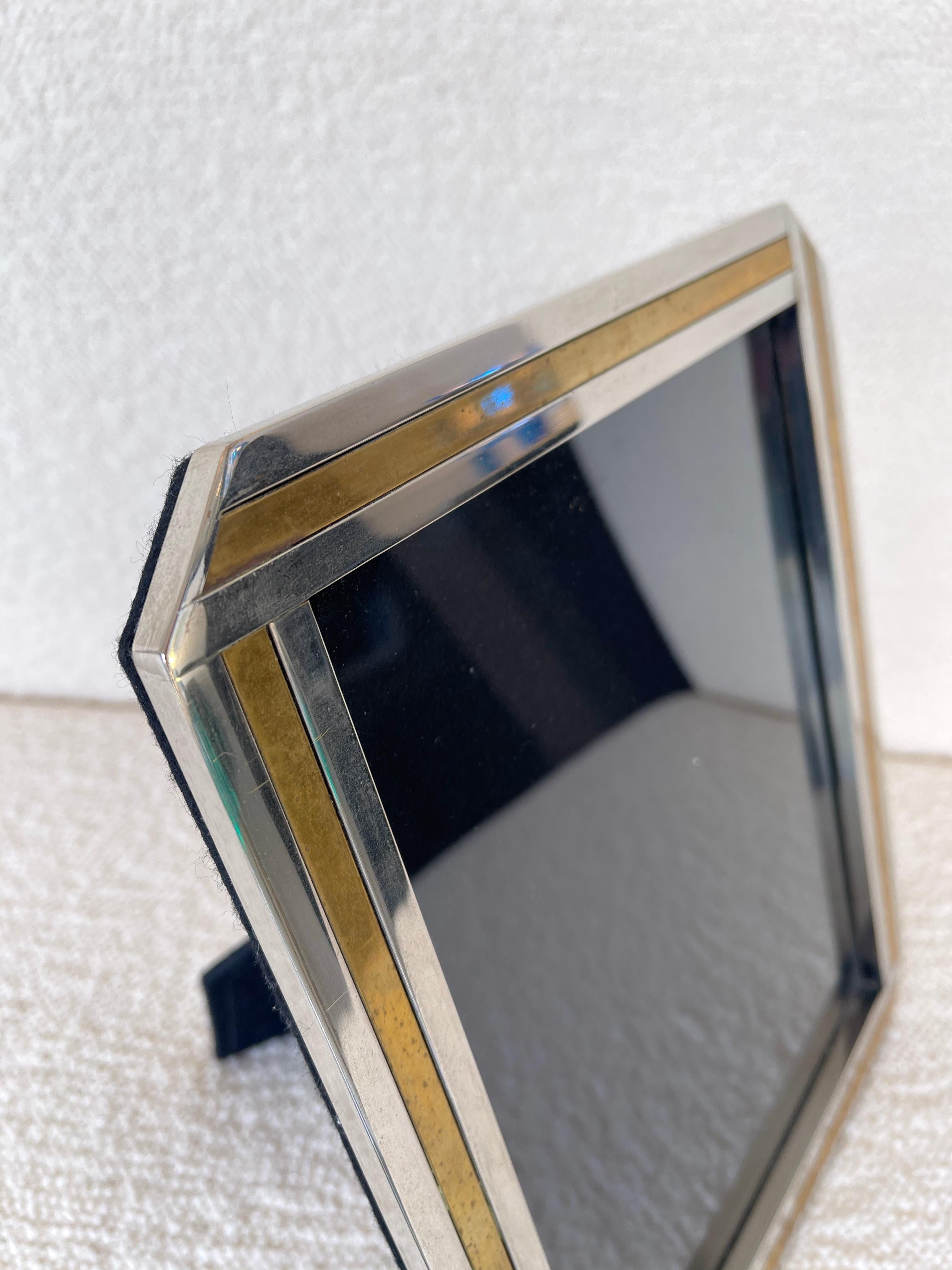 Brass and Metal Chrome Picture Frame, Italy, 1970s In Good Condition In SAINT-OUEN, FR