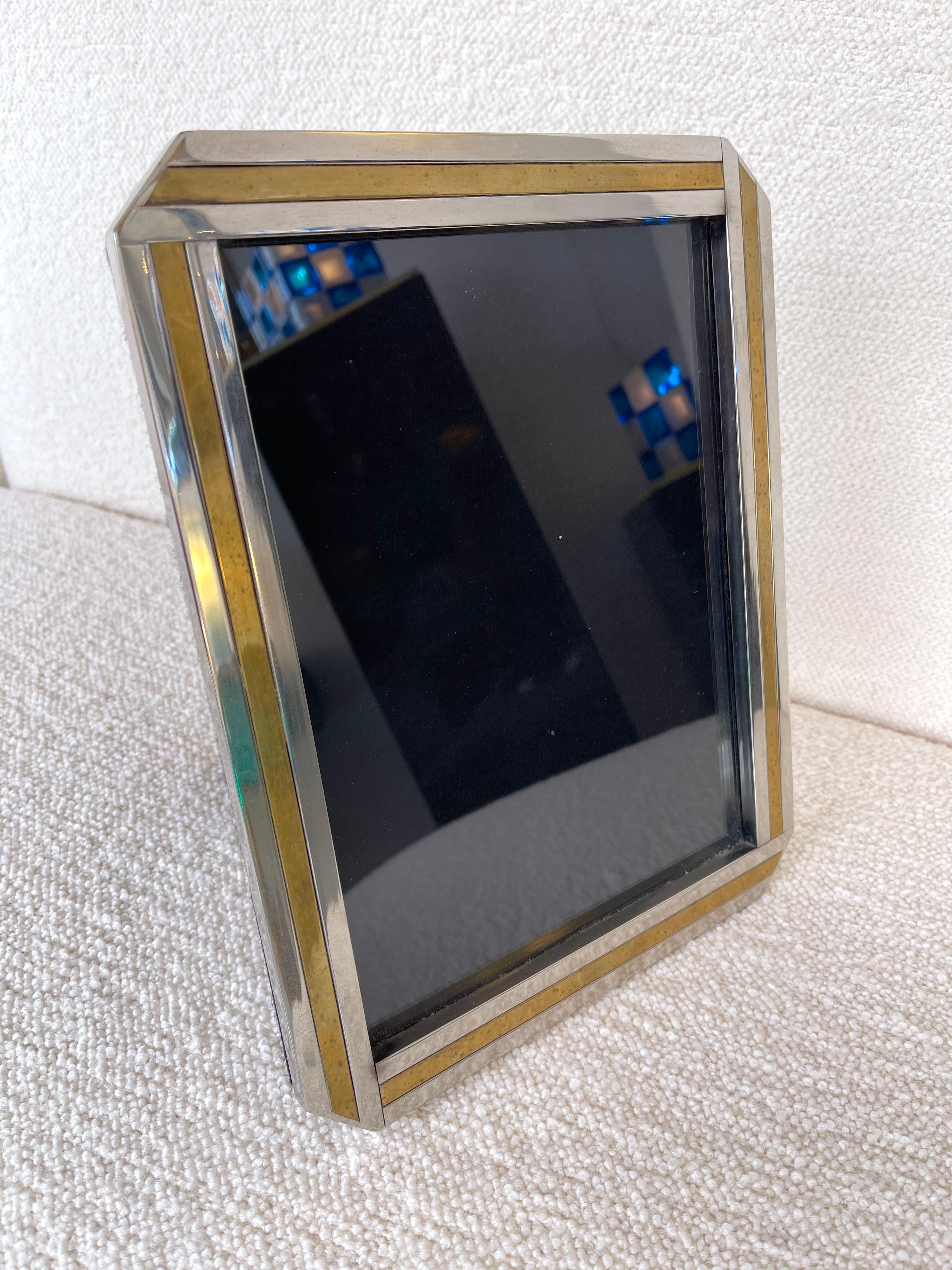 Late 20th Century Brass and Metal Chrome Picture Frame, Italy, 1970s