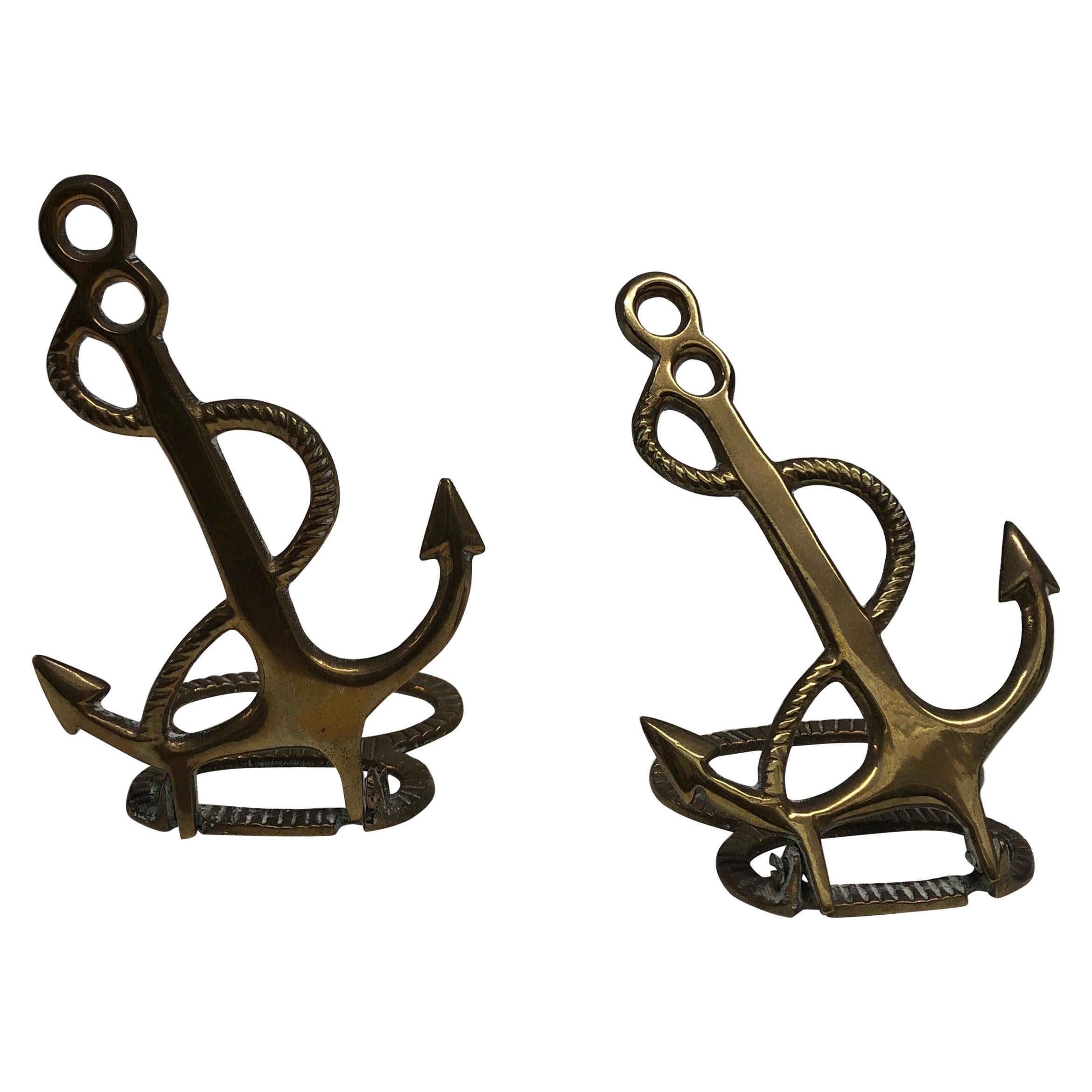 Brass Anchor and Rope Bookends